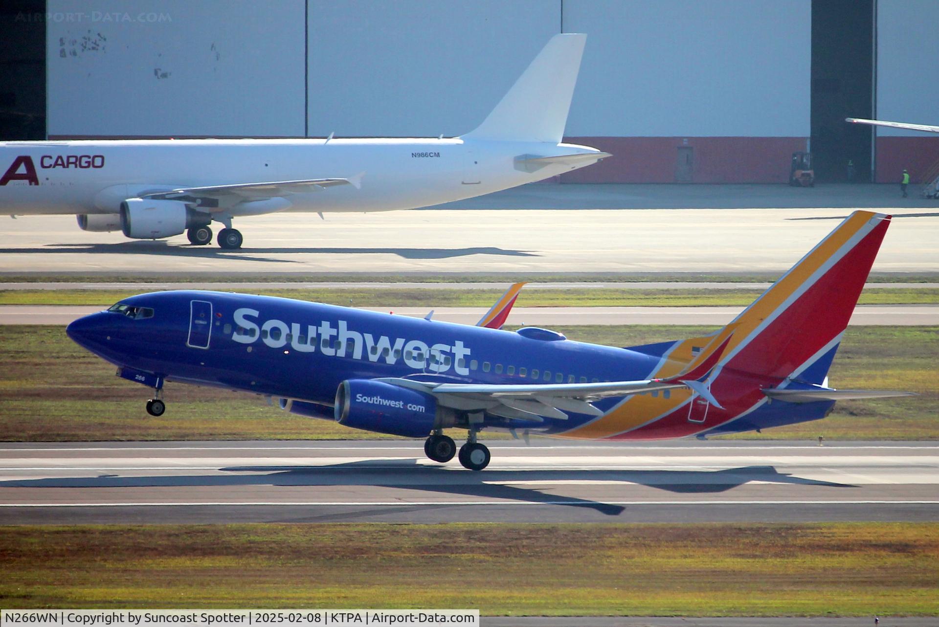 N266WN, 2007 Boeing 737-7H4 C/N 32523, Southwest Flight 3269 departs Runway 1R at Tampa International Airport enroute to Philadelphia International Airport