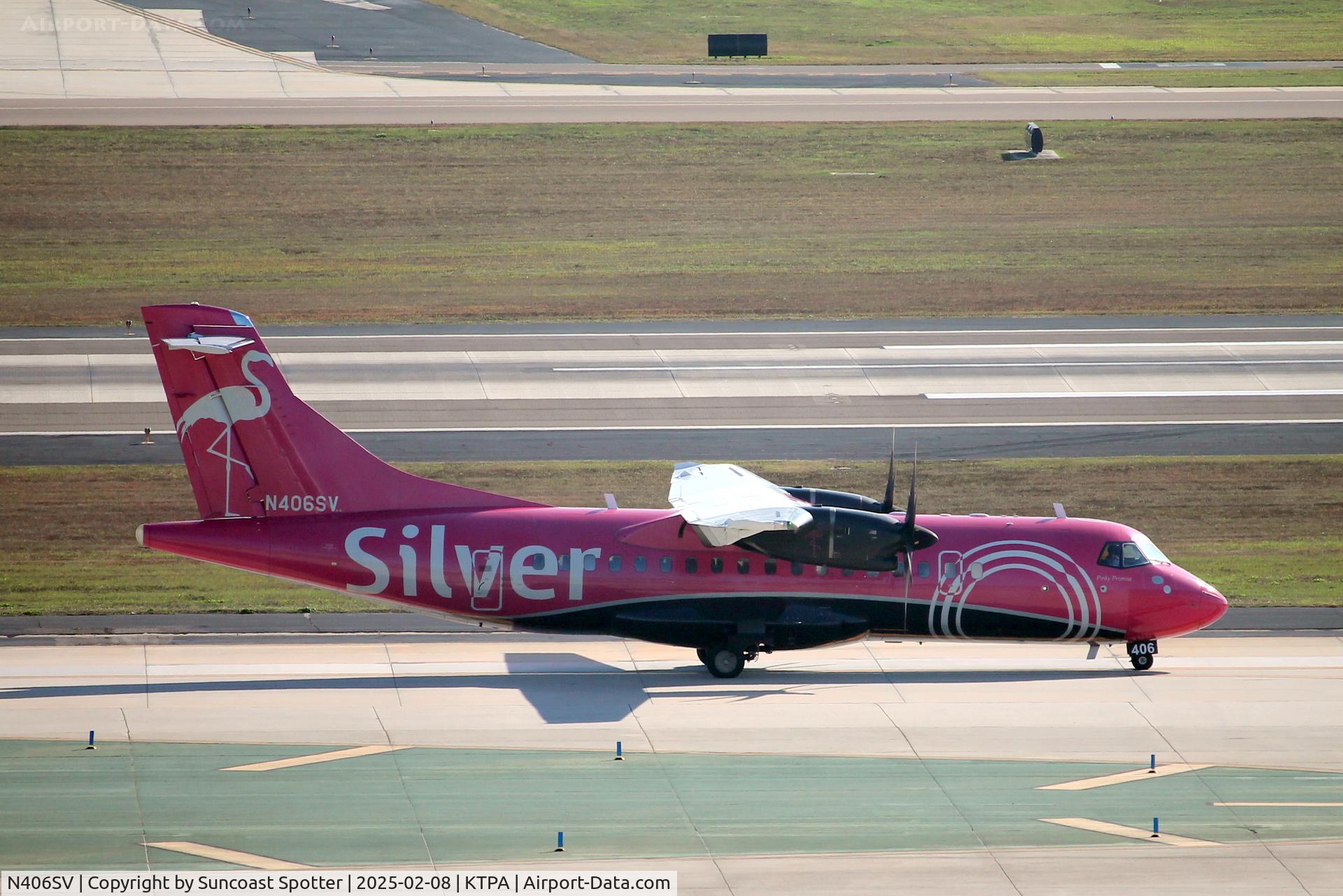 N406SV, 2019 ATR 42-600 C/N 1405, N406SV
ATR 42-600
Silver Airways - Pinky Promise
Tampa International Airport
Tampa, Florida
February 8, 2025

Silver Flight 82 taxis to gate at Tampa International Airport following flight from Pensacola International Airport