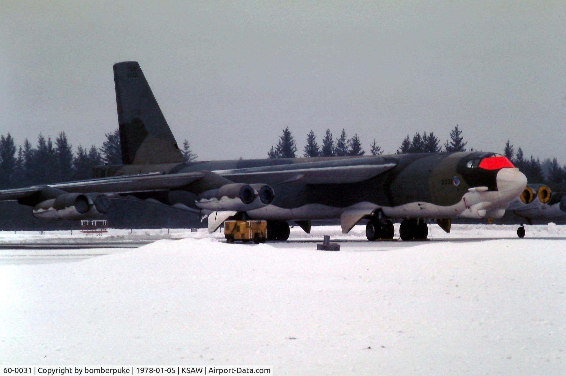 60-0031, 1960 Boeing B-52H Stratofortress C/N 464396, On alert at K.I. Sawyer, 1978.