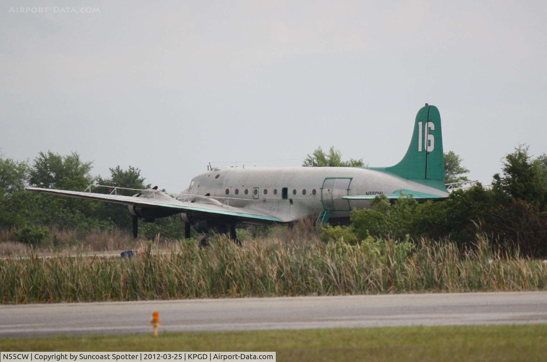 N55CW, 1945 Douglas C-54D-5-DC C/N 10673, Douglas C-54 Skymaster parked at Charlotte County Airport