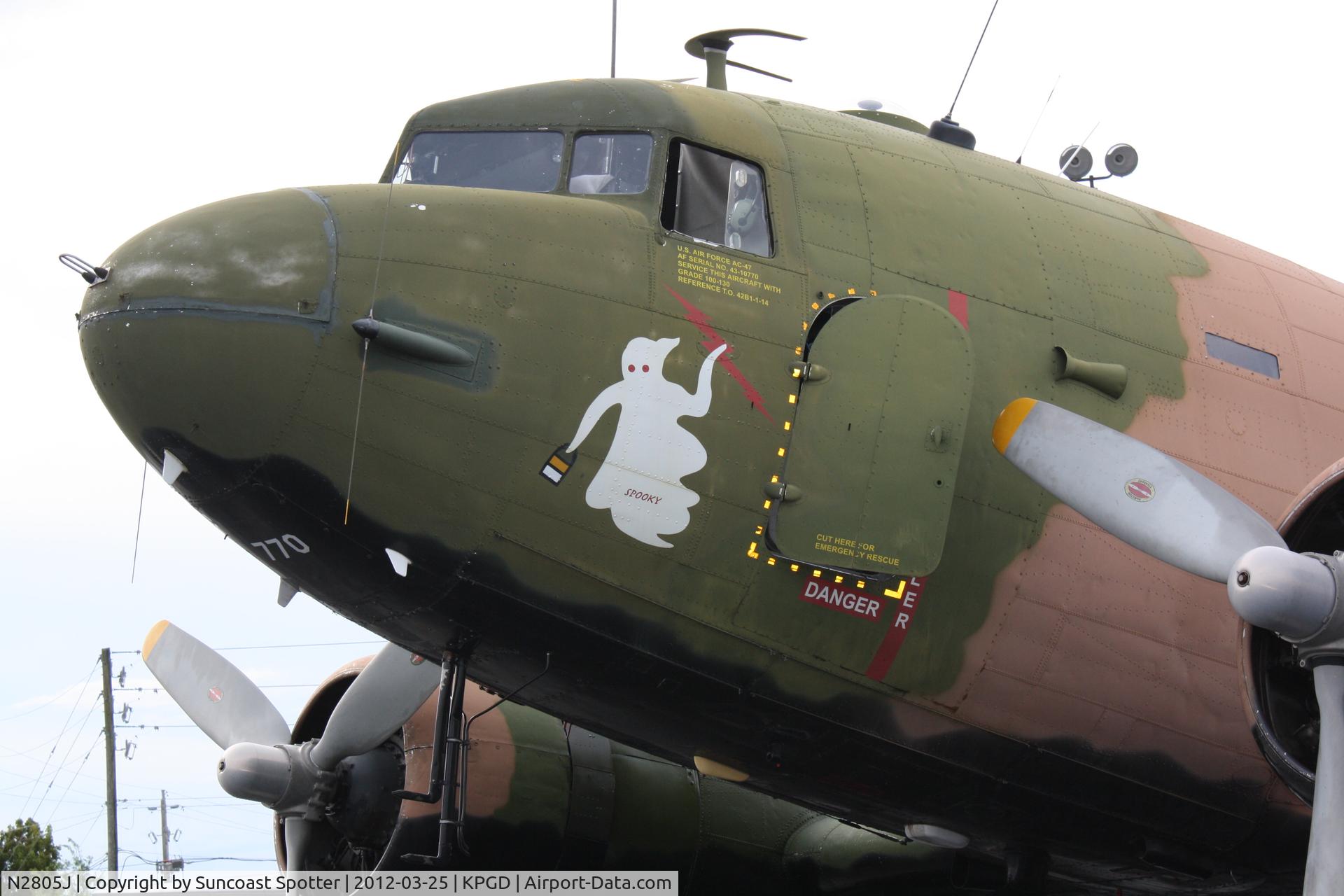 N2805J, 1944 Douglas DC3C-R-1830-90C C/N 20835, Douglas AC-47 Spooky on display at the Florida International Air Show