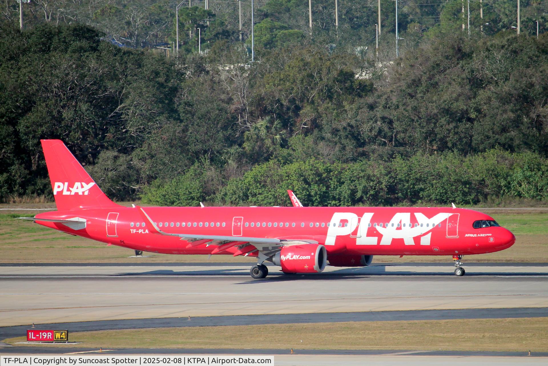 TF-PLA, 2018 Airbus A321-251N C/N 7939, Global Crossing Flight 3372 operated by Play arrives on Runway 1L at Tampa International Airport following flight from Frank Pais Airport