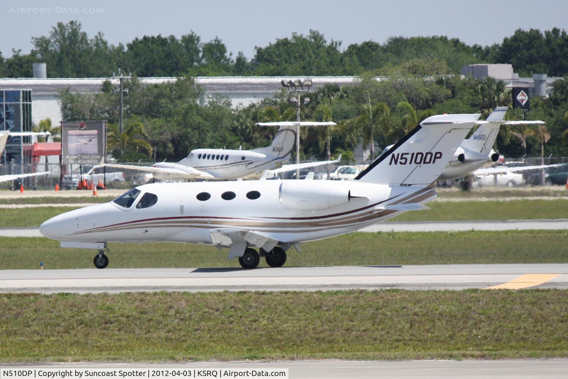 N510DP, Cessna 510 Citation Mustang C/N 510-0220, N510DP arrives on Runway 14 at Sarasota-Bradenton International Airport