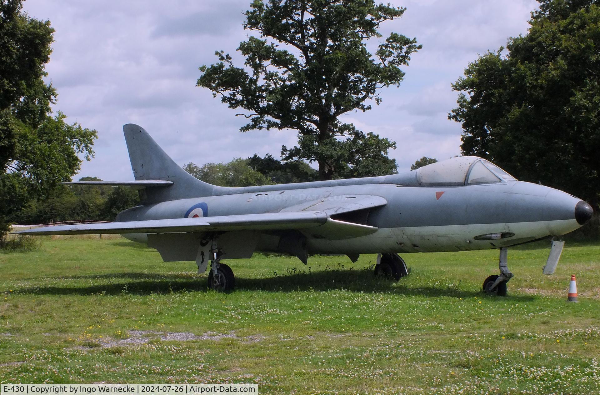 E-430, 1958 Hawker Hunter F.51 C/N 41H-680289, Hawker Hunter F51 displayed in Royal Navy colours at the Gatwick Aviation Museum, Charlwood