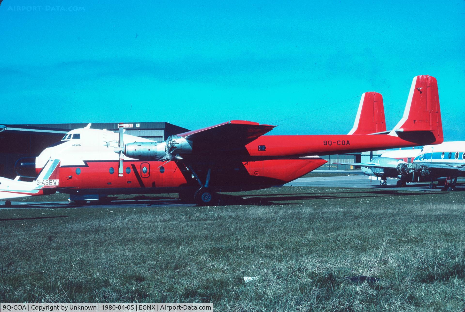 9Q-COA, 1963 Armstrong Whitworth AW-660 Argosy C.1 C/N 6791, East Midland 5.3.1980