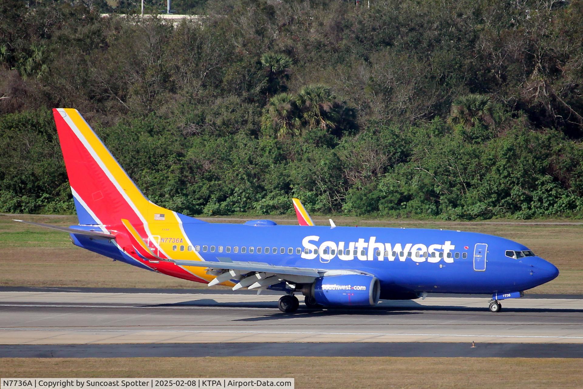 N7736A, 2006 Boeing 737-7BD C/N 35109, Southwest Flight 1143 arrives on Runway 1L at Tampa International Airport following flight from Reagan National Airport
