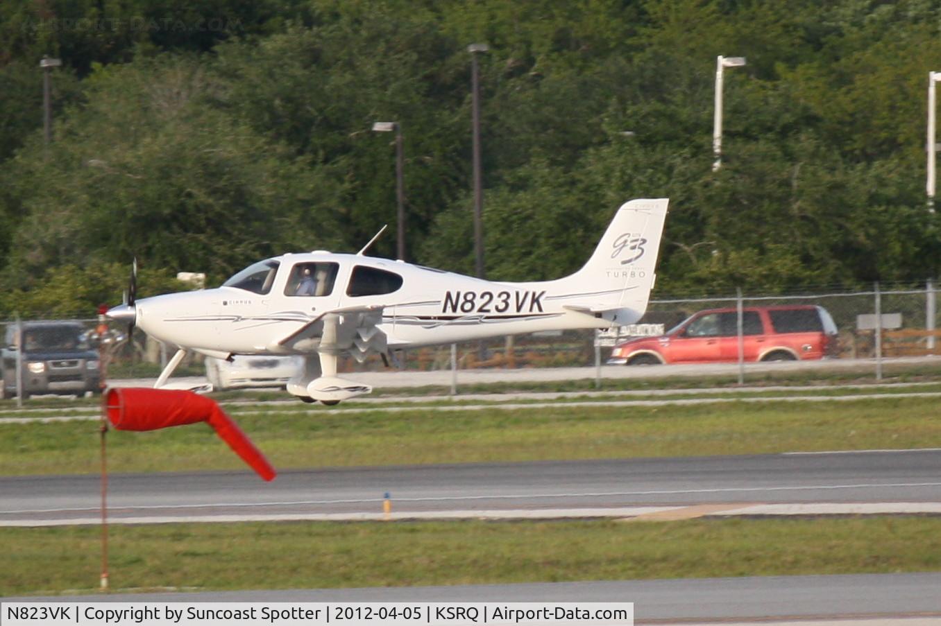 N823VK, 2008 Cirrus SR22 C/N 3130, N823VK arrives on Runway 32 at Sarasota-Bradenton International Airport following a flight from Gainesville Regional Airport