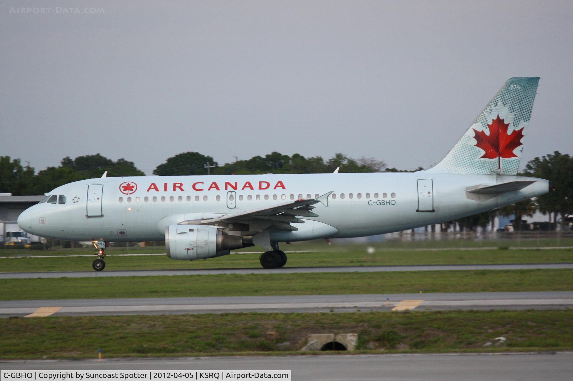 C-GBHO, 1998 Airbus A319-114 C/N 779, Air Canada Flight 1229 departs Runway 32 at Sarasota-Bradenton International Airport enroute to Toronto-Pearson International Airport