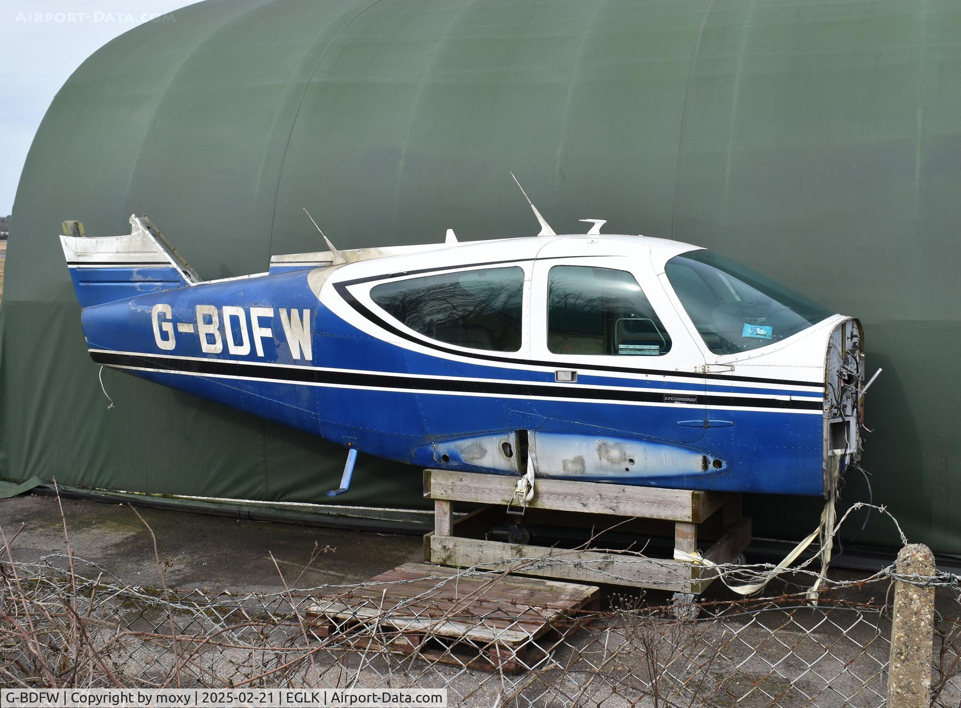 G-BDFW, 1975 Rockwell International 112 Commander C/N 308, Pilatus PC-12/47E NGX fuselage at Blackbushe. Ex N1308J