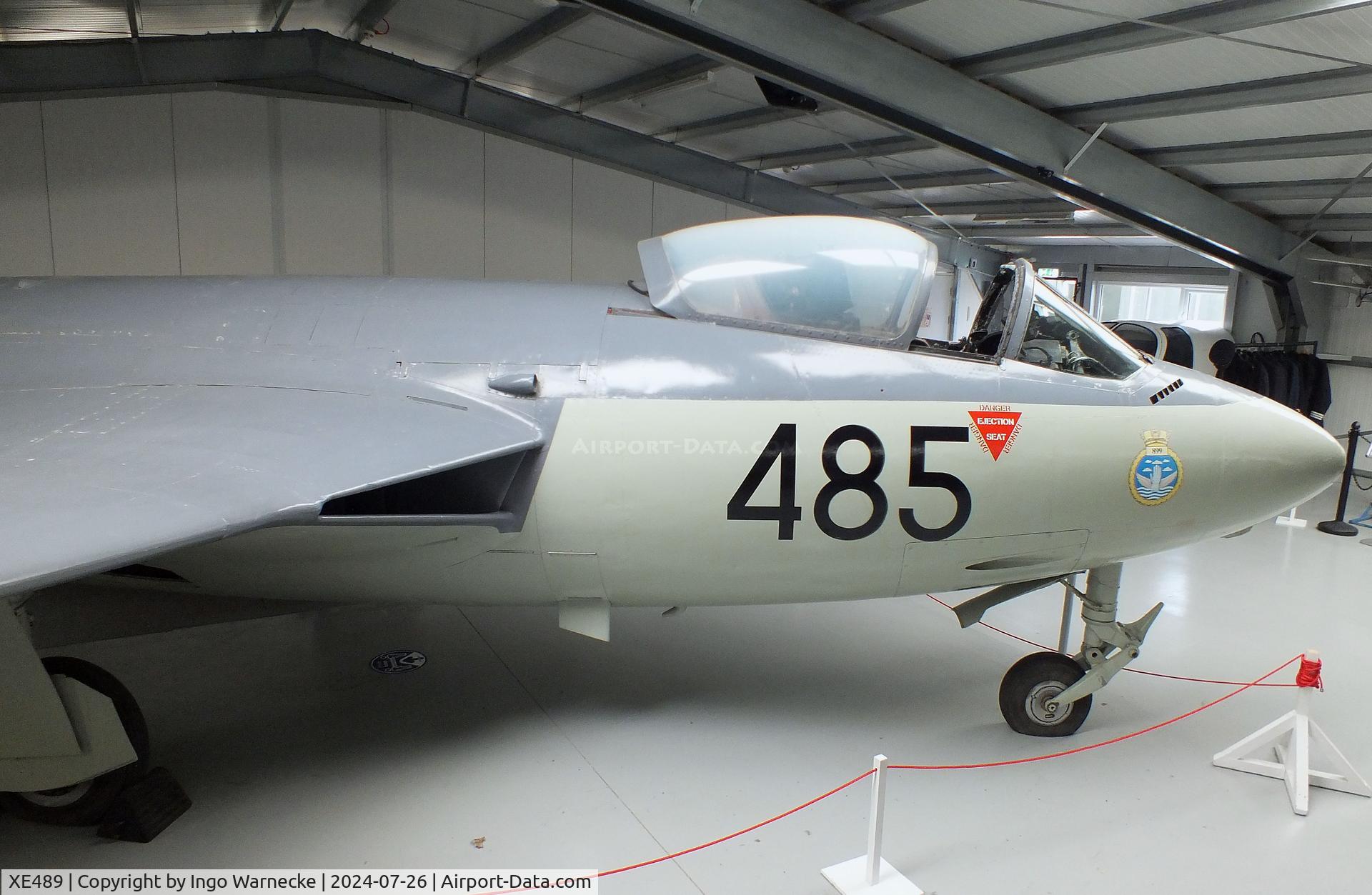 XE489, 1955 Hawker Sea Hawk FGA.6 C/N 6385, Hawker Sea Hawk FB3/FGA6  (fuselage from WM983, wings from XE489) at the Gatwick Aviation Museum, Charlwood