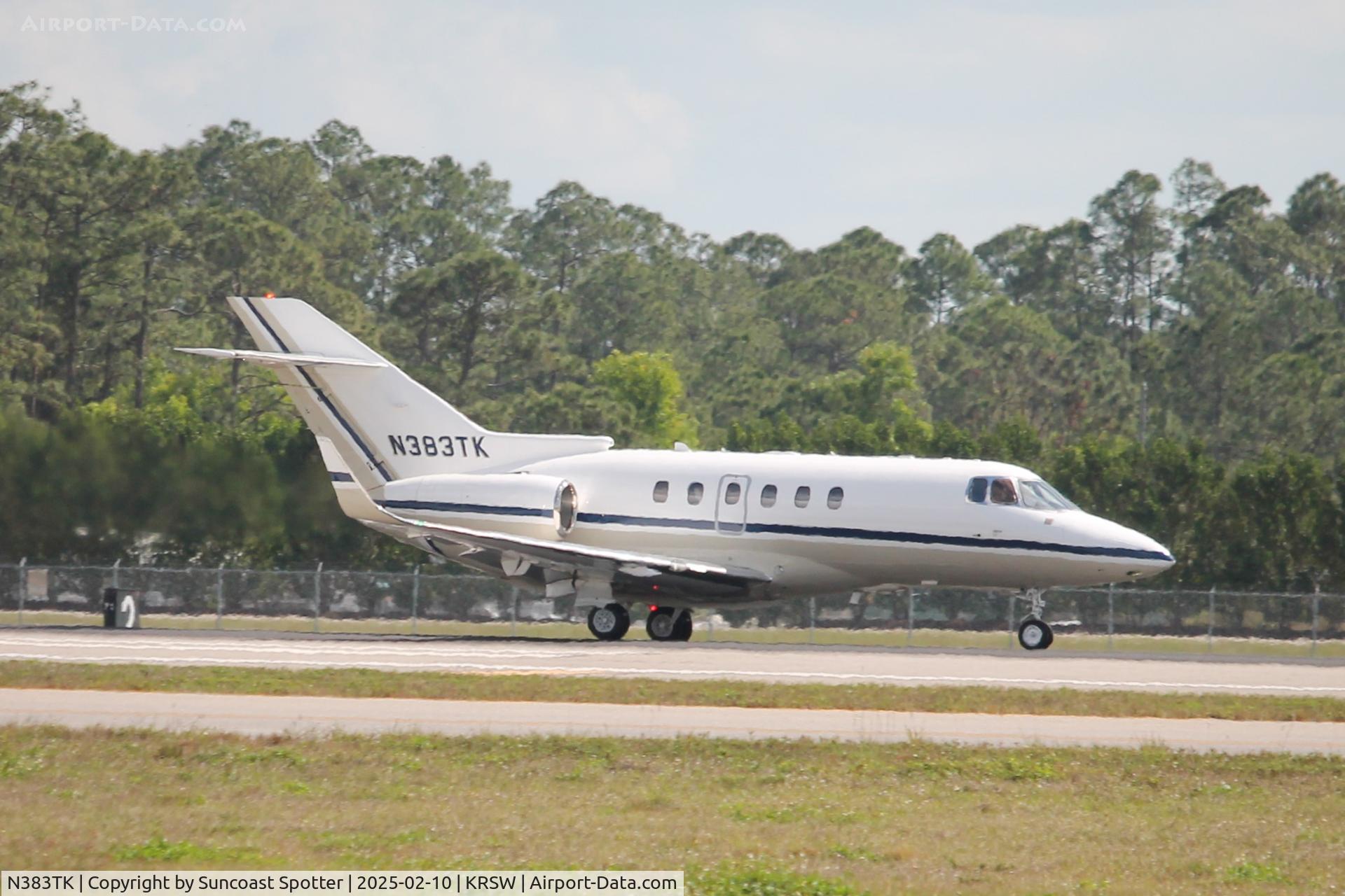 N383TK, 2004 Raytheon Hawker 800XP C/N 258700, Hawker 383TK departs Runway 24 at Southwest Florida International Airport enroute to Kissimmee-Gateway Airport