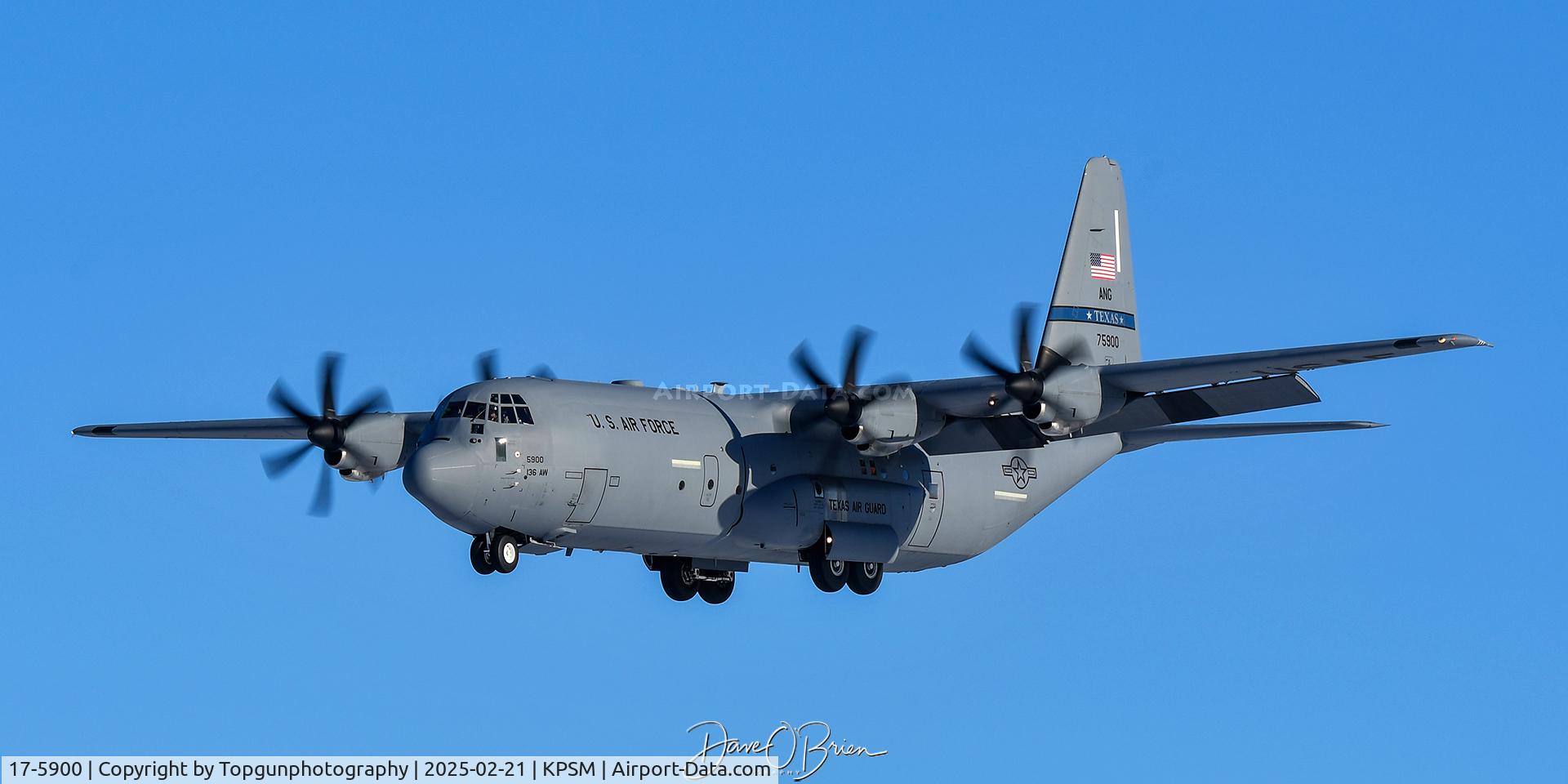 17-5900, 2020 Lockheed Martin C-130J-30 Super Hercules C/N 382-5900, REACH802 dropping into Pease from Texas.