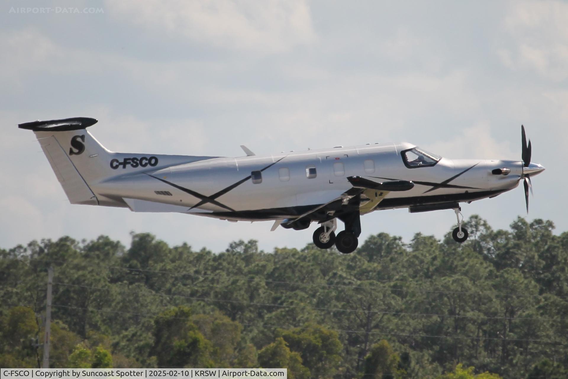 C-FSCO, 2024 Pilatus Aircraft PC-12/47E C/N 2332, Pilatus C-FSCO departs Runway 24 at Southwest Florida International Airport enroute to Branford International Airport