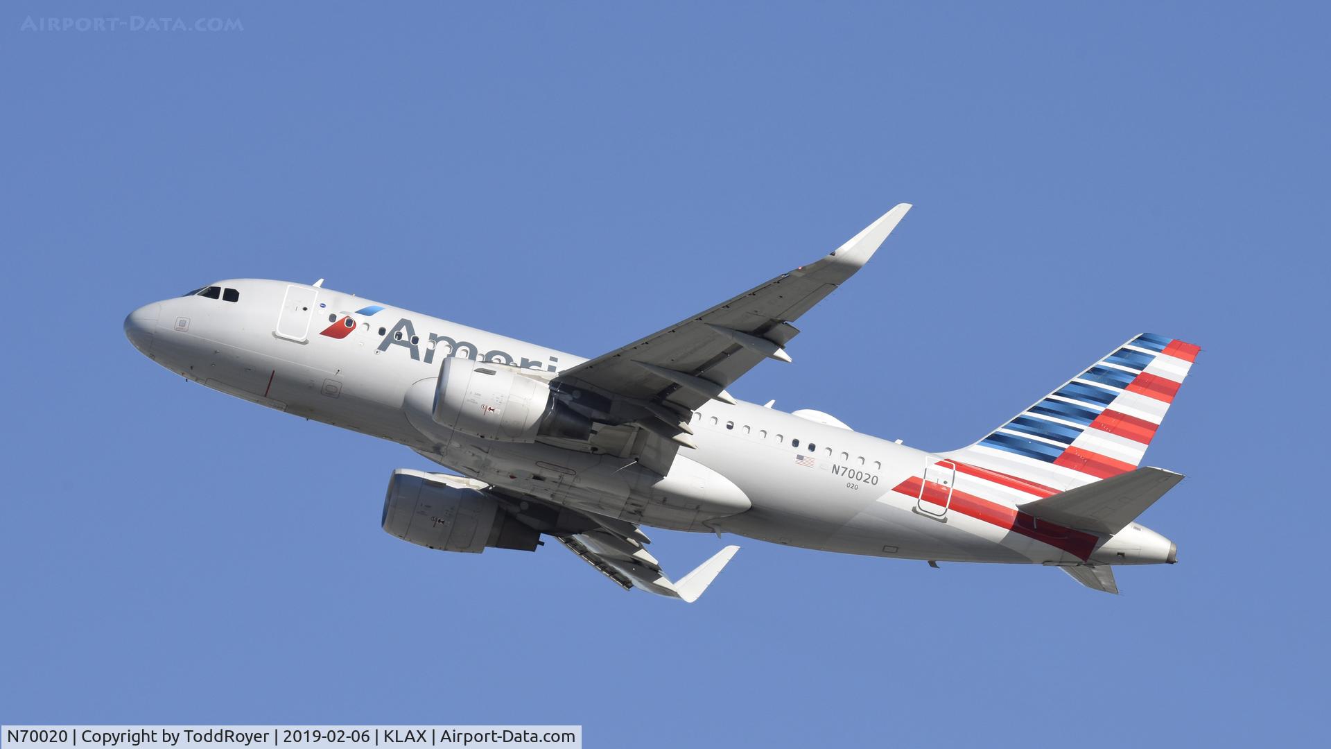 N70020, 2014 Airbus A319-115 C/N 6263, Departing LAX on 25R