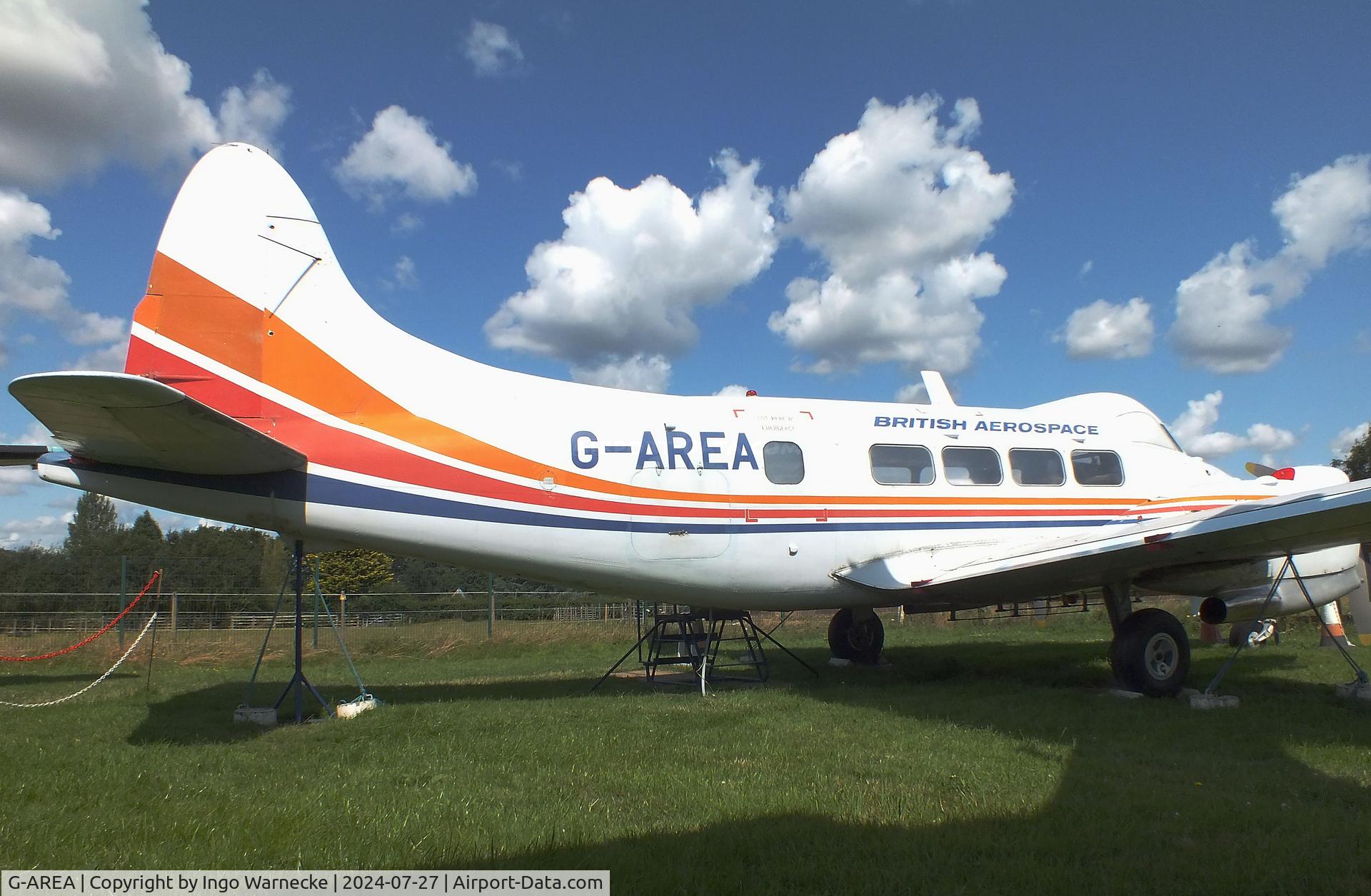 G-AREA, 1961 De Havilland DH-104 Dove 8 C/N 04520, De Havilland D.H.104 Dove 8 at the De Havilland Aircraft Museum, London Colney