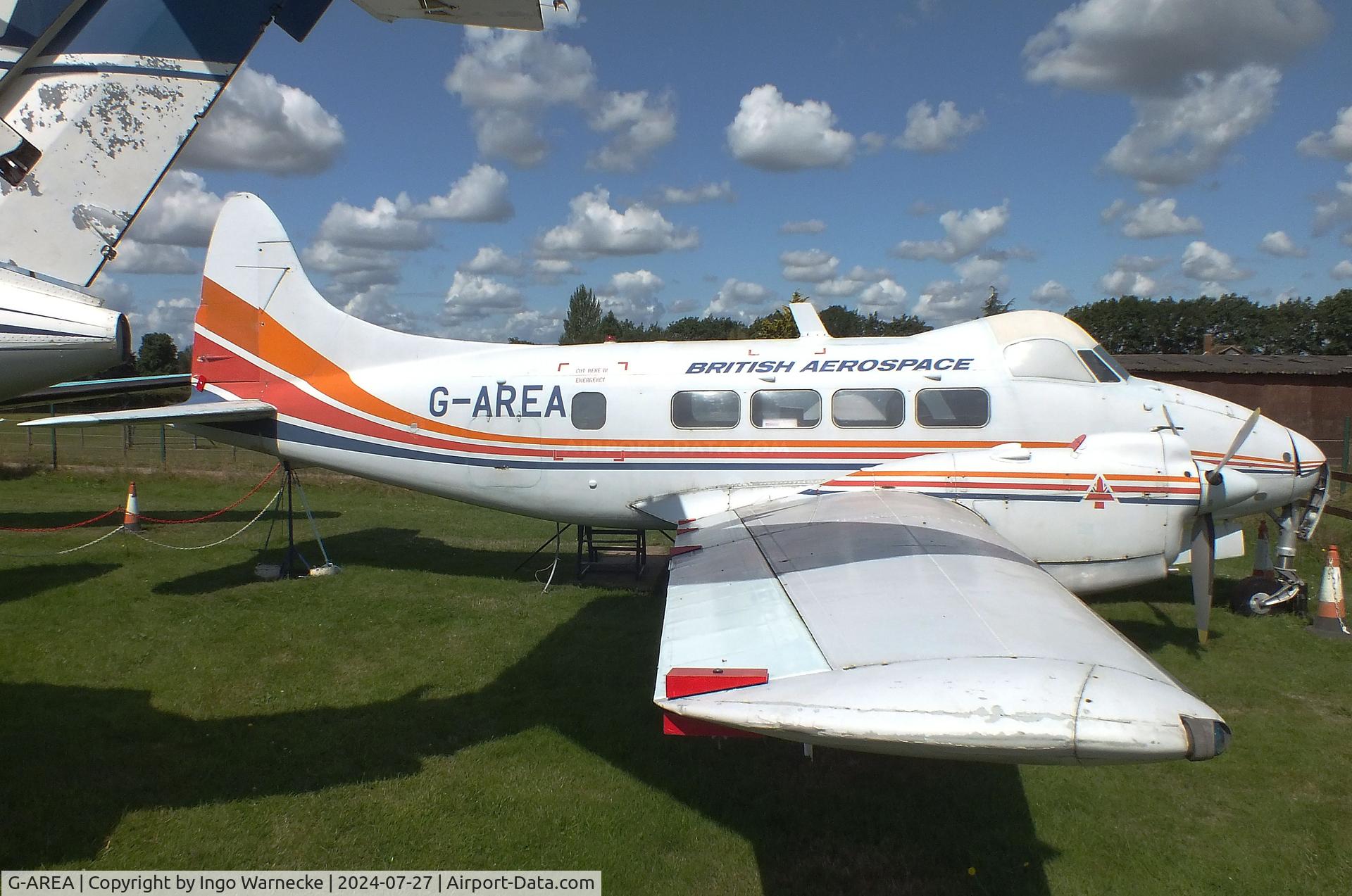 G-AREA, 1961 De Havilland DH-104 Dove 8 C/N 04520, De Havilland D.H.104 Dove 8 at the De Havilland Aircraft Museum, London Colney