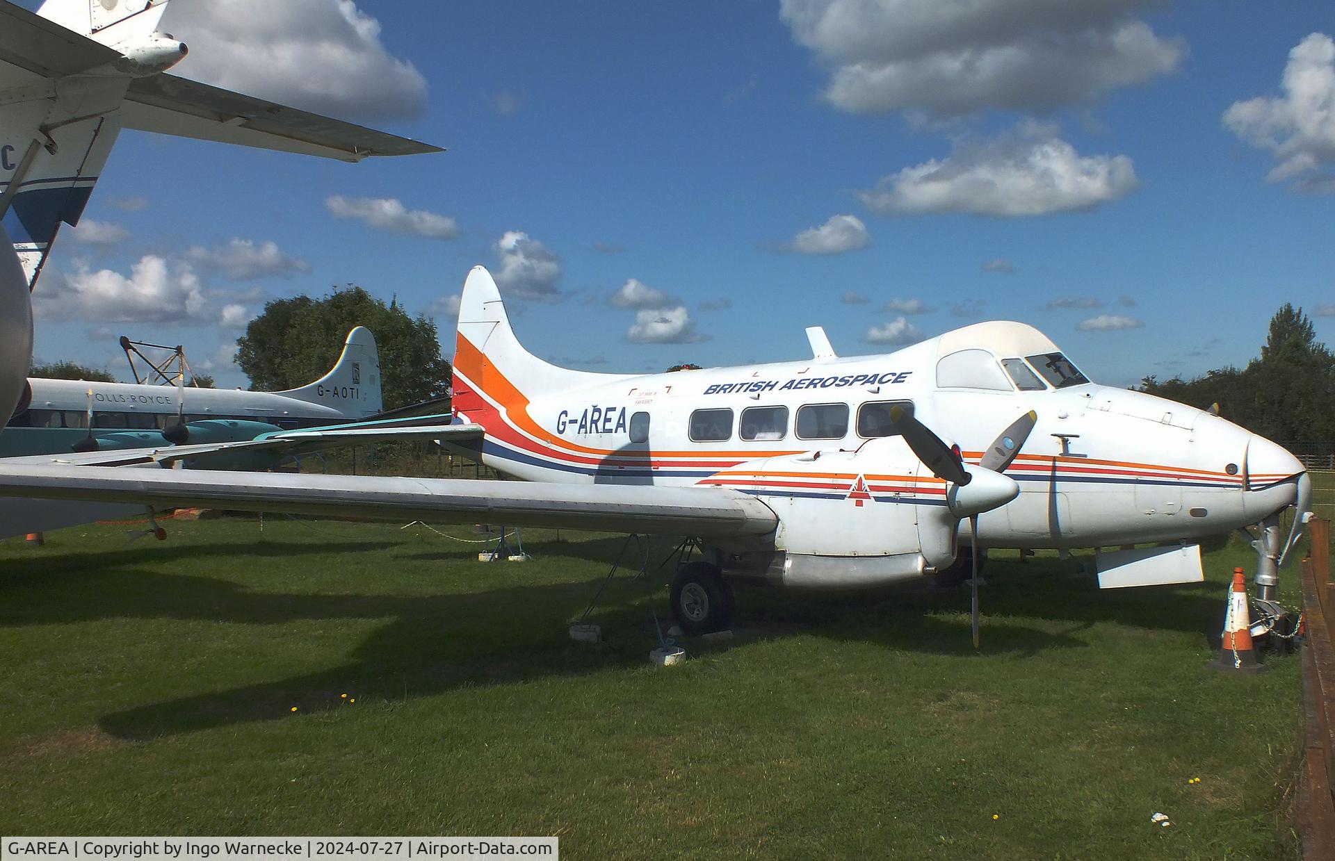 G-AREA, 1961 De Havilland DH-104 Dove 8 C/N 04520, De Havilland D.H.104 Dove 8 at the De Havilland Aircraft Museum, London Colney