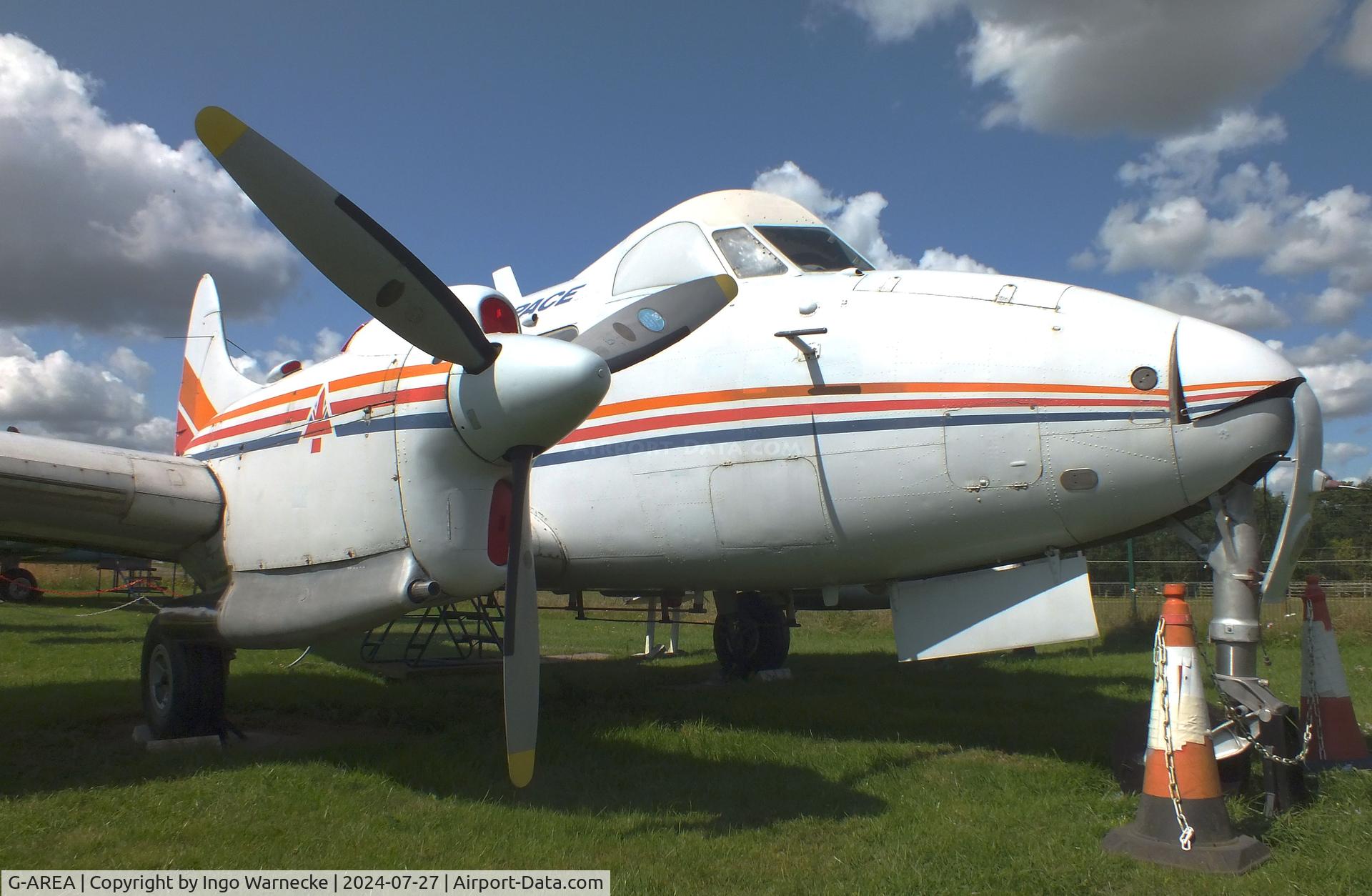 G-AREA, 1961 De Havilland DH-104 Dove 8 C/N 04520, De Havilland D.H.104 Dove 8 at the De Havilland Aircraft Museum, London Colney