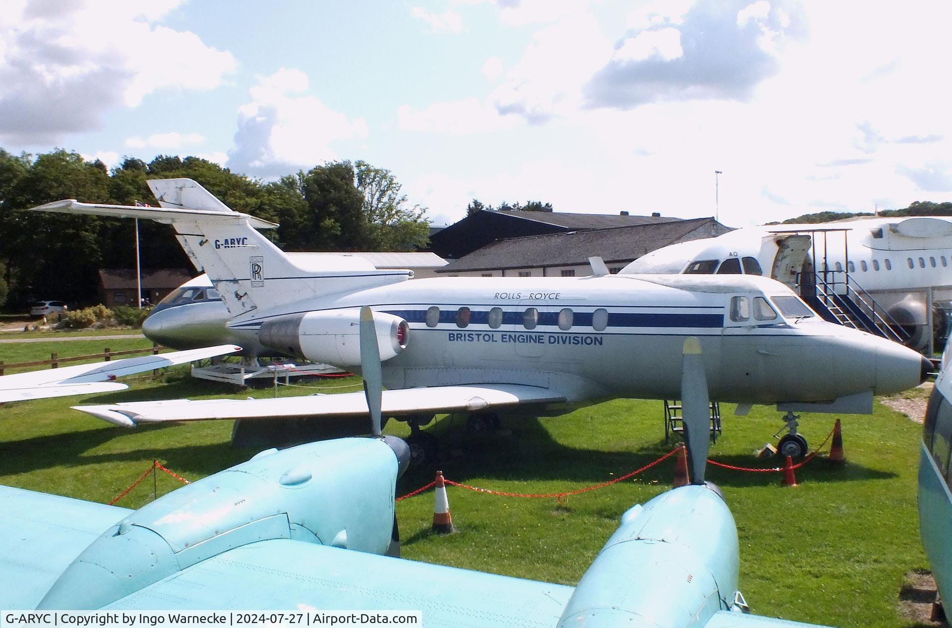 G-ARYC, 1963 De Havilland DH-125 Series 1/521 C/N 25003, De Havilland D.H.125 Srs1 at the De Havilland Aircraft Museum, London Colney