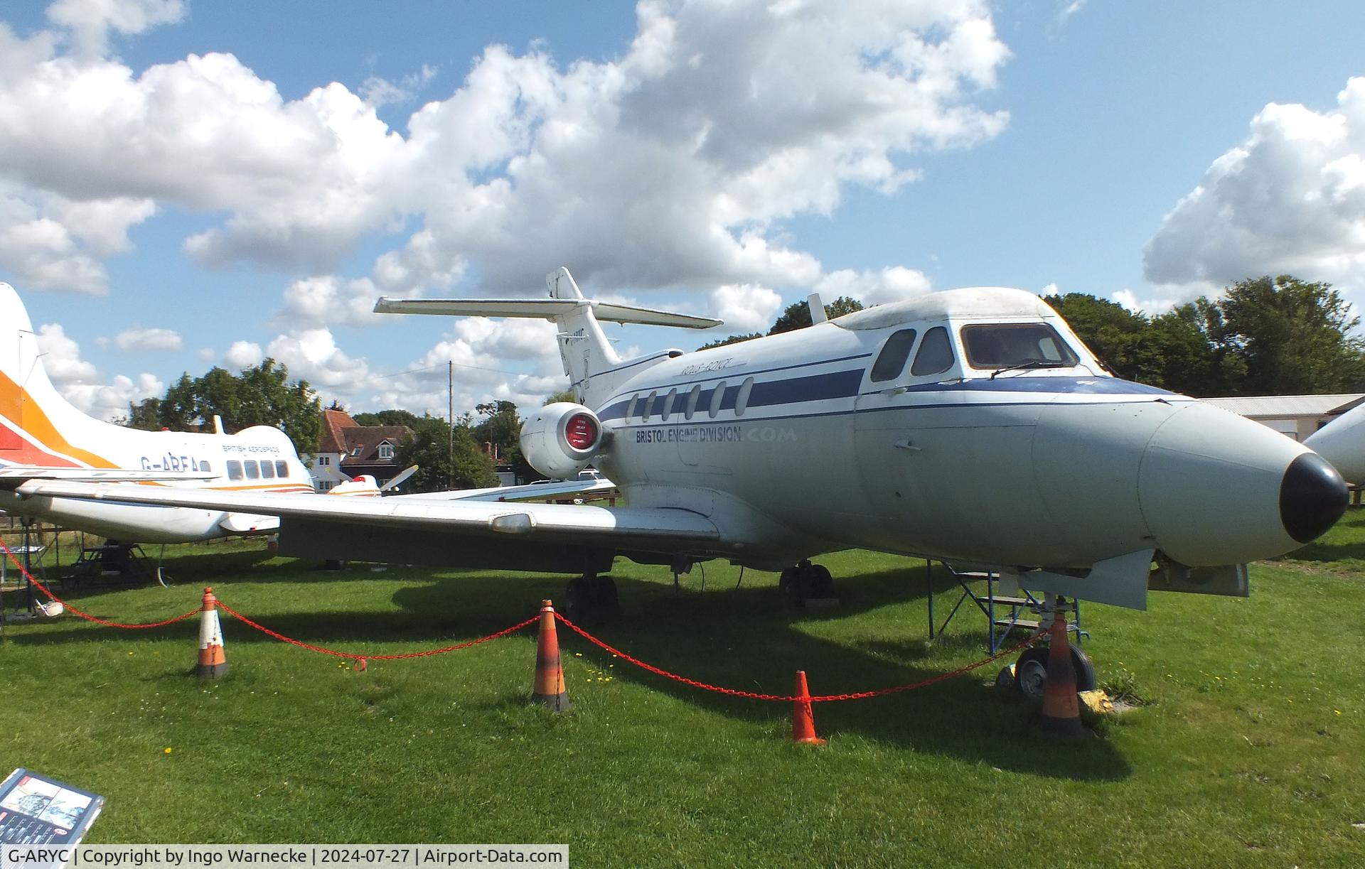 G-ARYC, 1963 De Havilland DH-125 Series 1/521 C/N 25003, De Havilland D.H.125 Srs1 at the De Havilland Aircraft Museum, London Colney