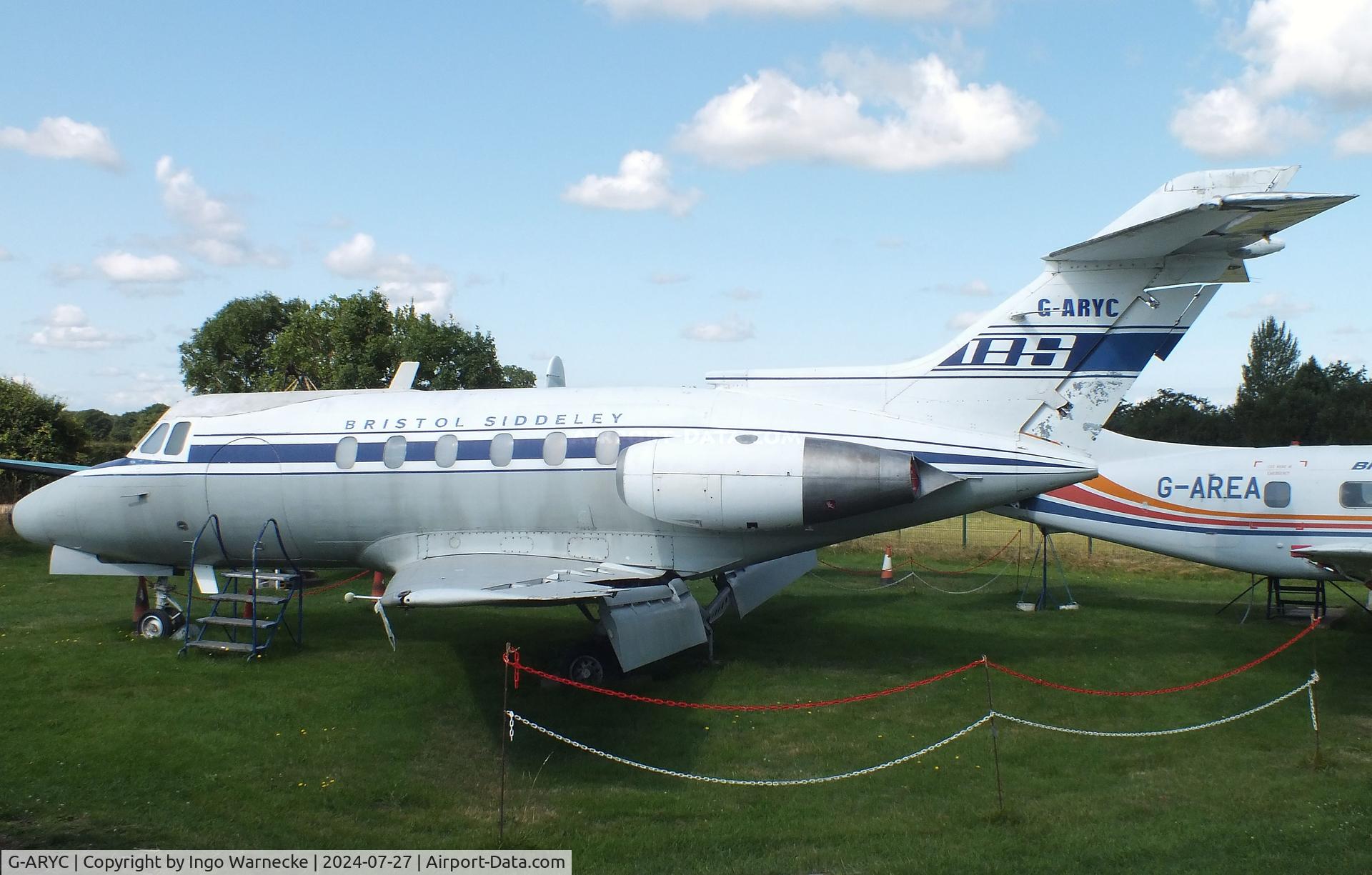 G-ARYC, 1963 De Havilland DH-125 Series 1/521 C/N 25003, De Havilland D.H.125 Srs1 at the De Havilland Aircraft Museum, London Colney
