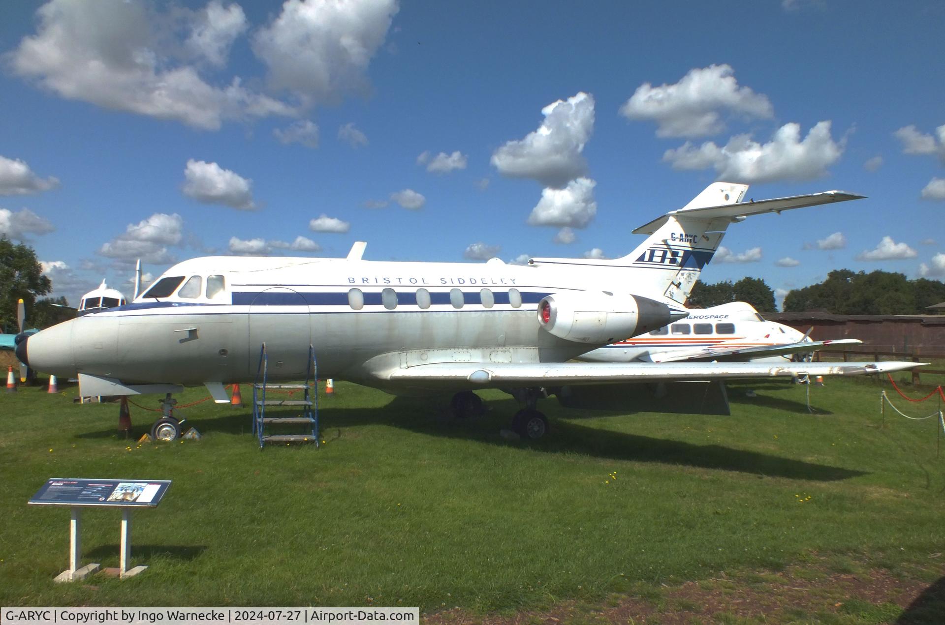 G-ARYC, 1963 De Havilland DH-125 Series 1/521 C/N 25003, De Havilland D.H.125 Srs1 at the De Havilland Aircraft Museum, London Colney