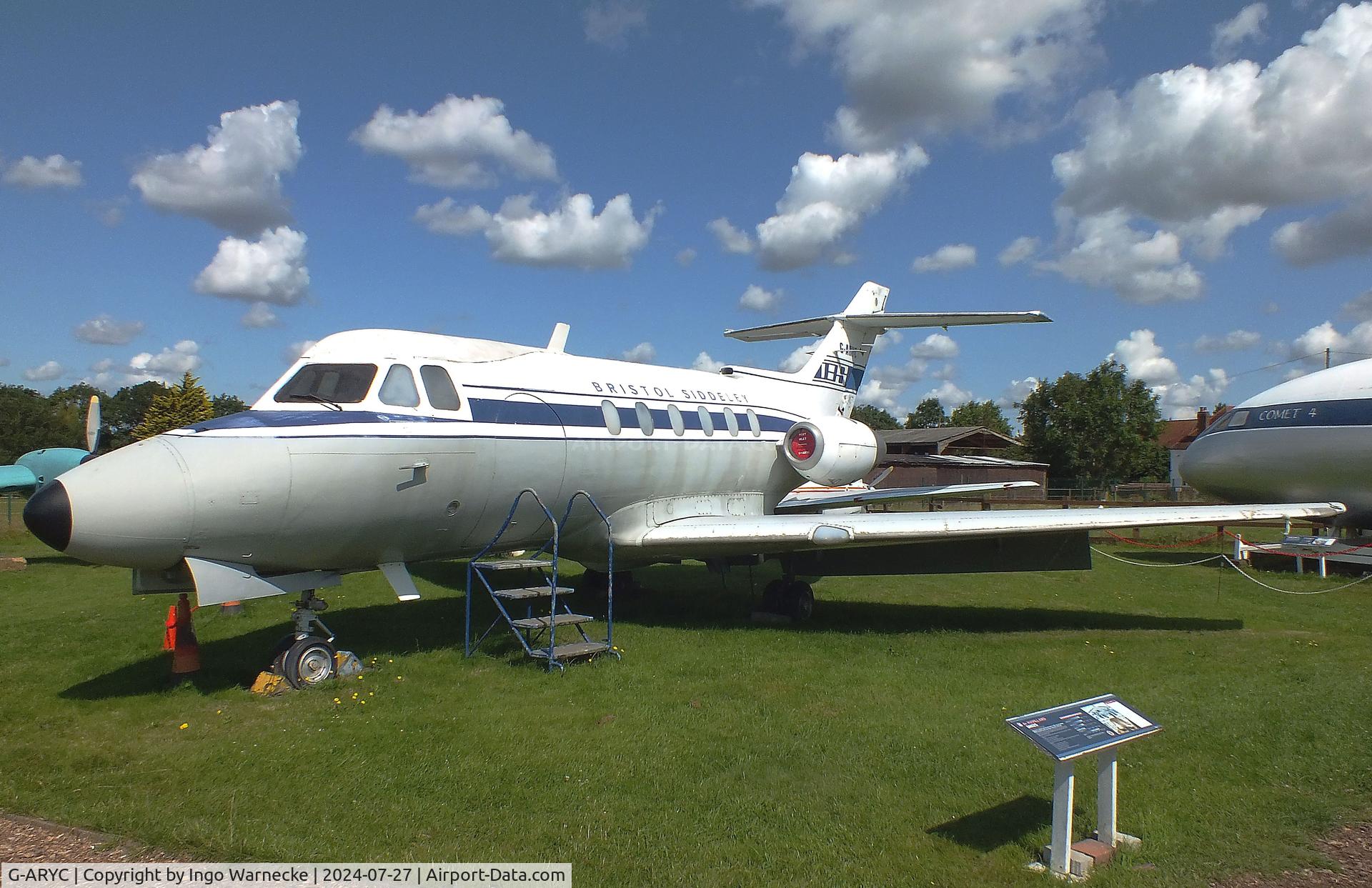 G-ARYC, 1963 De Havilland DH-125 Series 1/521 C/N 25003, De Havilland D.H.125 Srs1 at the De Havilland Aircraft Museum, London Colney