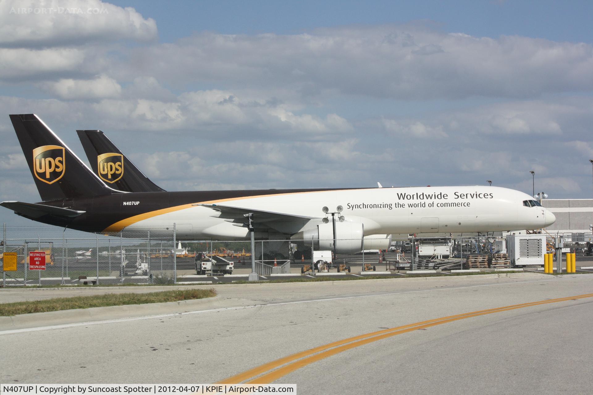 N407UP, 1988 Boeing 757-24APF C/N 23729, UPS Boeing 757 on the ramp at St Pete-Clearwater Airport