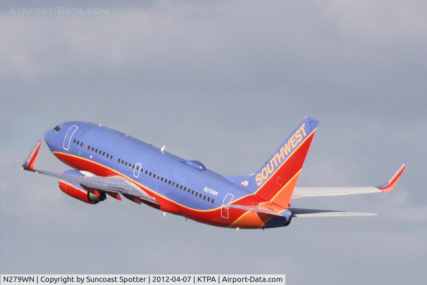 N279WN, 2007 Boeing 737-7H4 C/N 32532, Southwest Flight 1235 departs Runway 1R at Tampa International Airport enroute to Denver International Airport