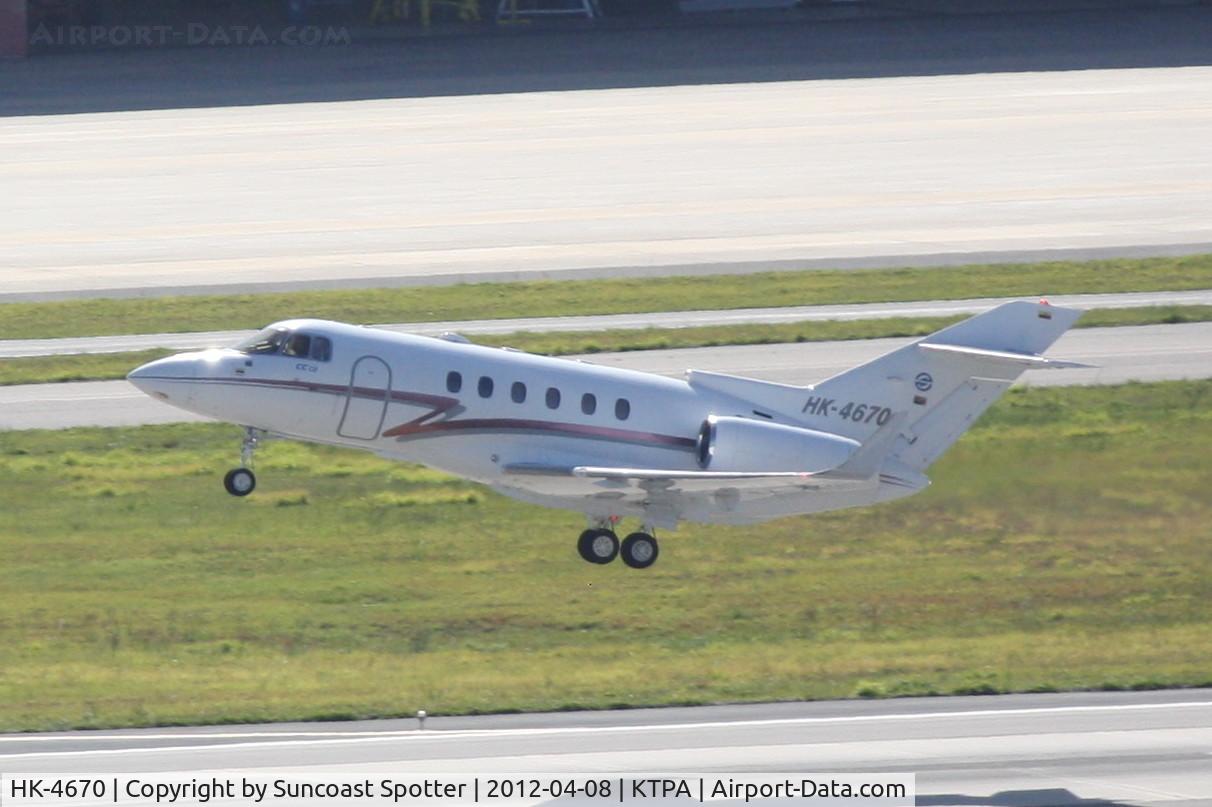 HK-4670, 2000 Raytheon Hawker 800XP C/N 258502, HK-4670 departs Runway 1R at Tampa International Airport