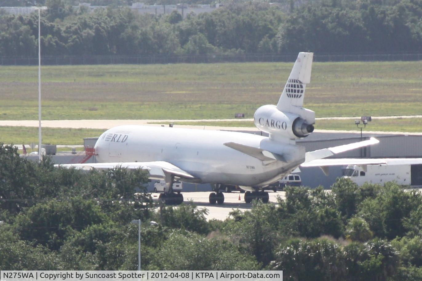 N275WA, 1995 McDonnell Douglas MD-11CF C/N 48631, World Airways MD-11 parked at Tampa International Airport
