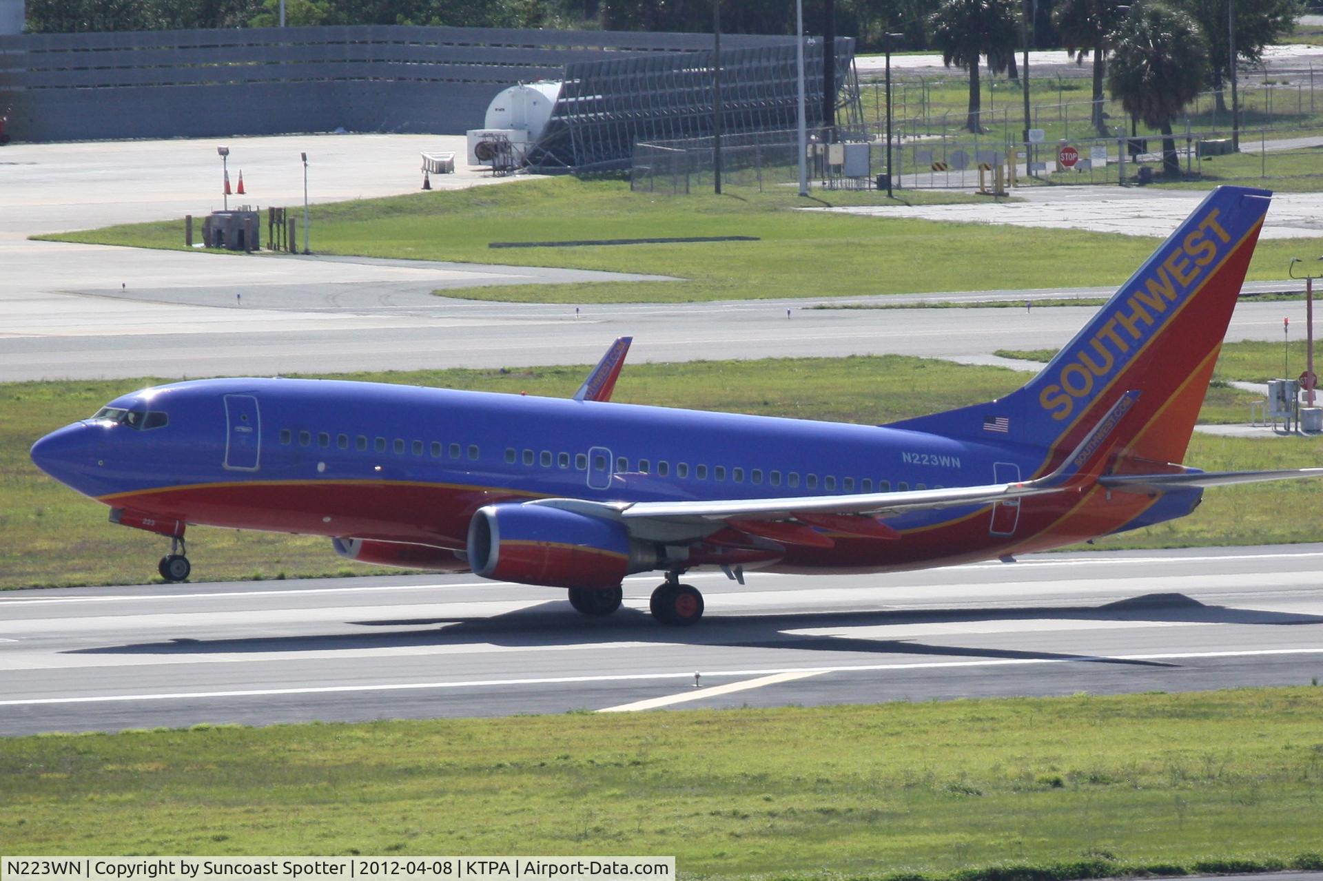 N223WN, 2005 Boeing 737-7H4 C/N 32492, Southwest Flight 2502 departs Runway 1R at Tampa International Airport enroute to Albany International Airport