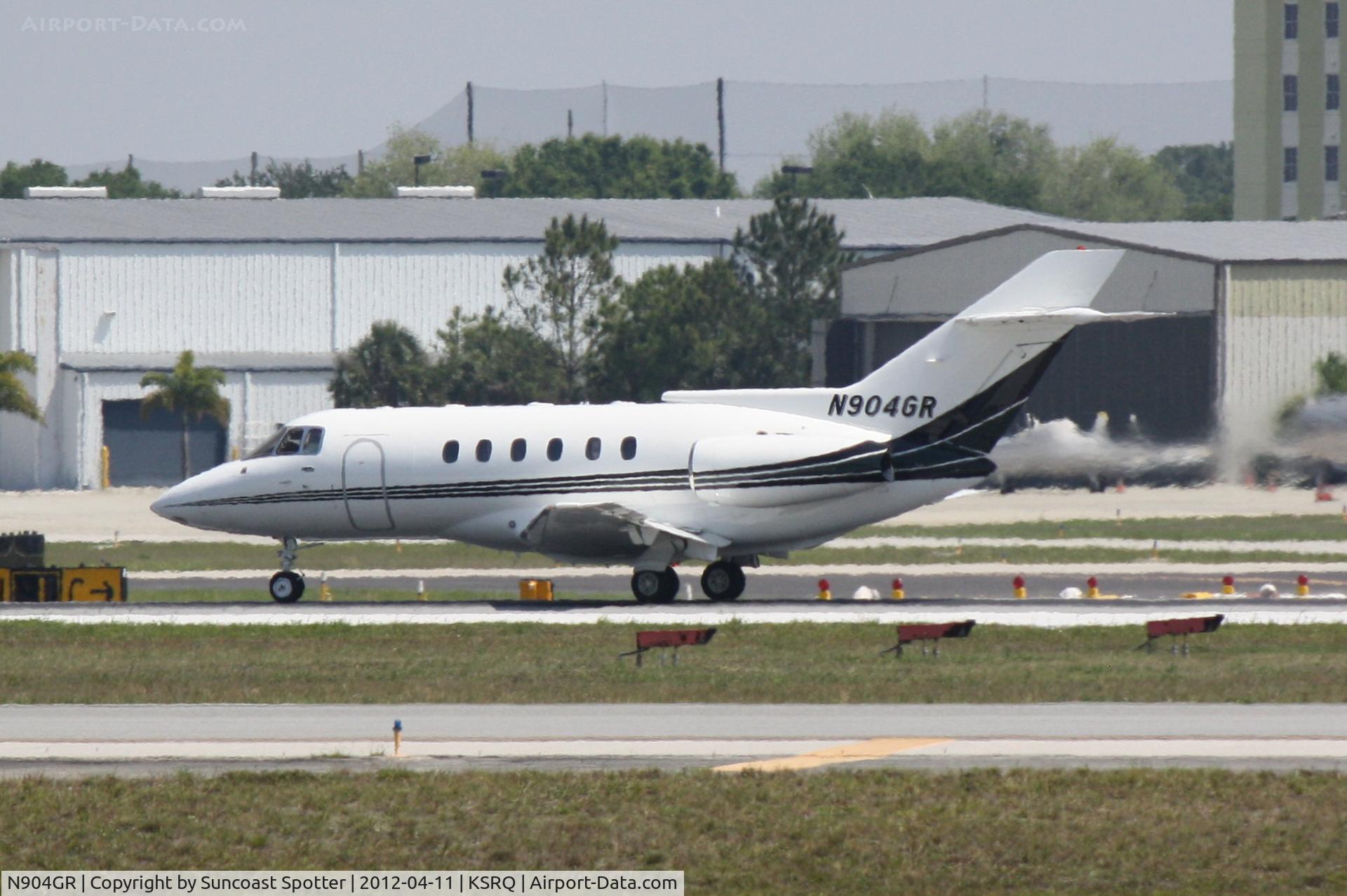 N904GR, British Aerospace BAe.125 Series 800A C/N 258179, N904GR departs Runway 32 at Sarasota-Bradenton International Airport enroute to Indianapolis International Airport