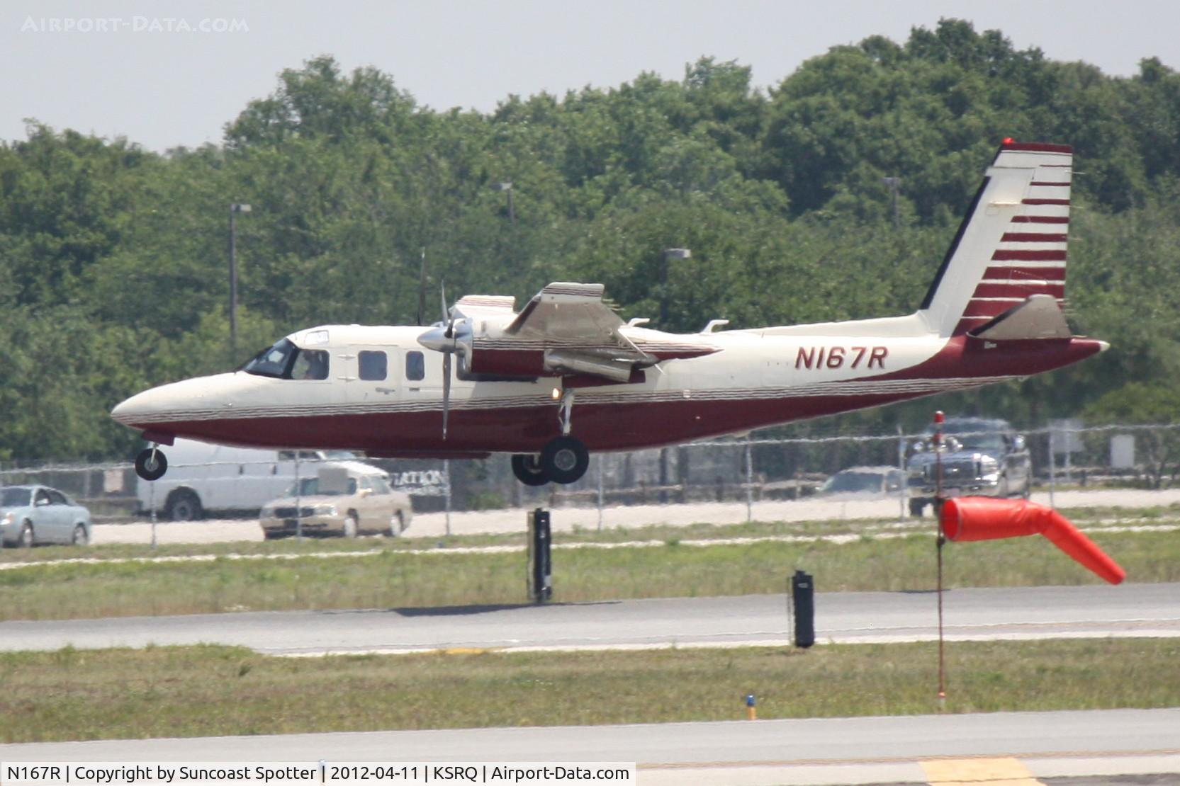 N167R, 1978 Rockwell 690B Turbo Commander C/N 11437, N167R arrives on Runway 32 at Sarasota-Bradenton International Airport