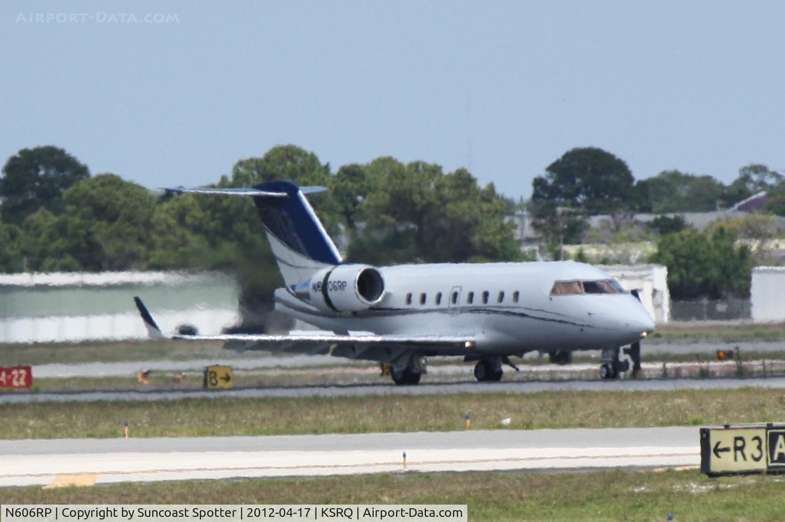 N606RP, 2004 Bombardier Challenger 604 (CL-600-2B16) C/N 5578, N606RP arrives on Runway 14 at Sarasota-Bradenton International Airport