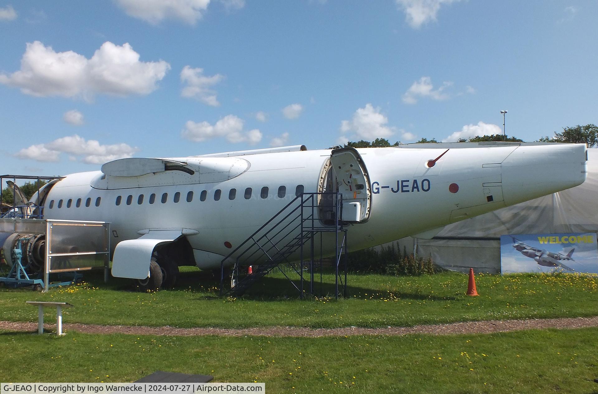 G-JEAO, 1983 British Aerospace BAe.146-100 C/N E1010, BAe 146-100 (minus wings/tail) at the De Havilland Aircraft Museum, London Colney