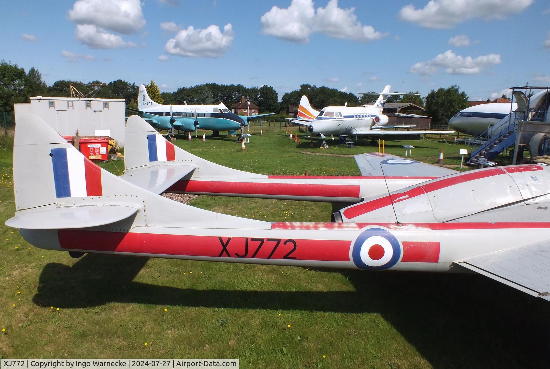 XJ772, De Havilland DH-115 Vampire T.11 C/N 15018, De Havilland D.H.115 Vampire T11 at the De Havilland Aircraft Museum, London Colney