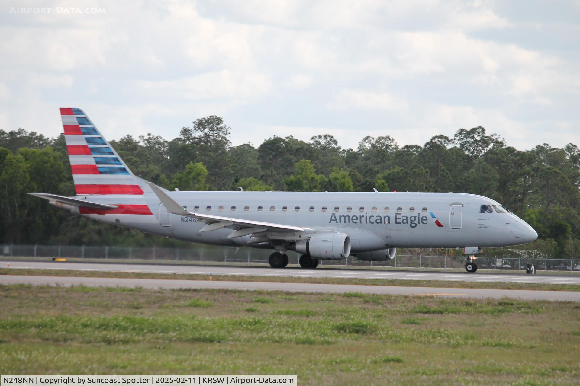 N248NN, 2014 Embraer 175LR (ERJ-170-200LR) C/N 17000630, American Flight 3785 operated by Envoy departs Runway 24 at Southwest Florida International Airport enroute to Reagan National Airport