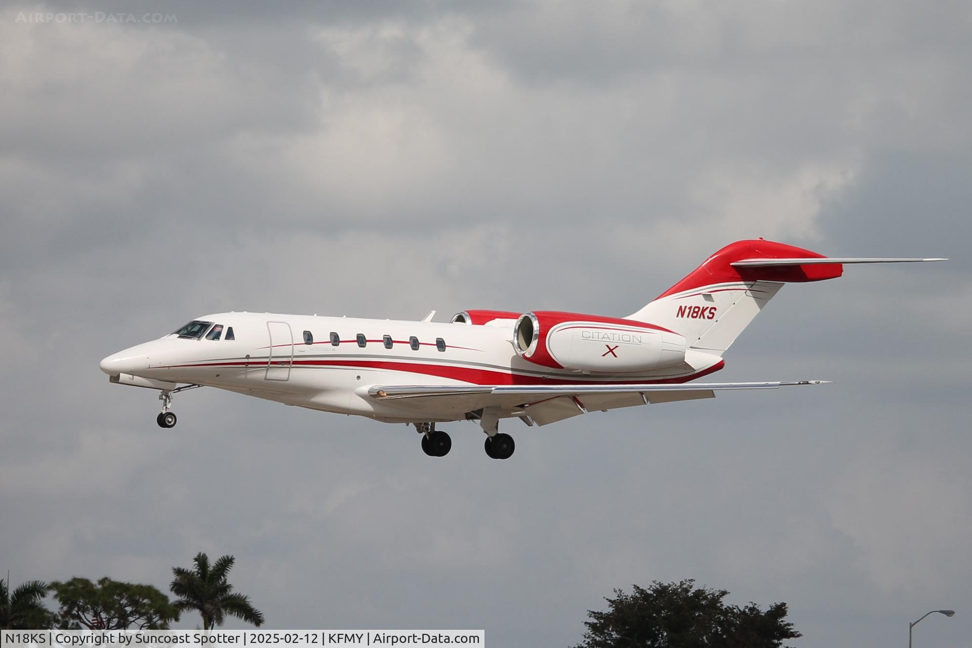 N18KS, 2000 Cessna 750 Citation X C/N 750-0111, Citation 18KS arrives on Runway 23 at Page Field following flight from Indianapolis Regional Airport