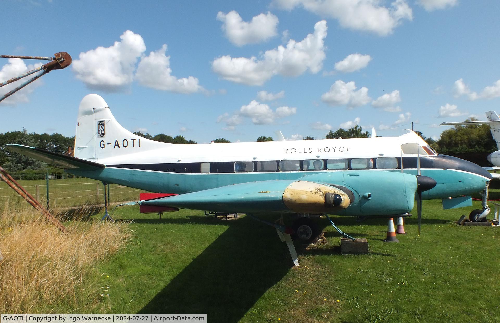 G-AOTI, 1956 De Havilland DH-114 Heron 2D C/N 14107, De Havilland D.H.114 Heron 2D at the De Havilland Aircraft Museum, London Colney