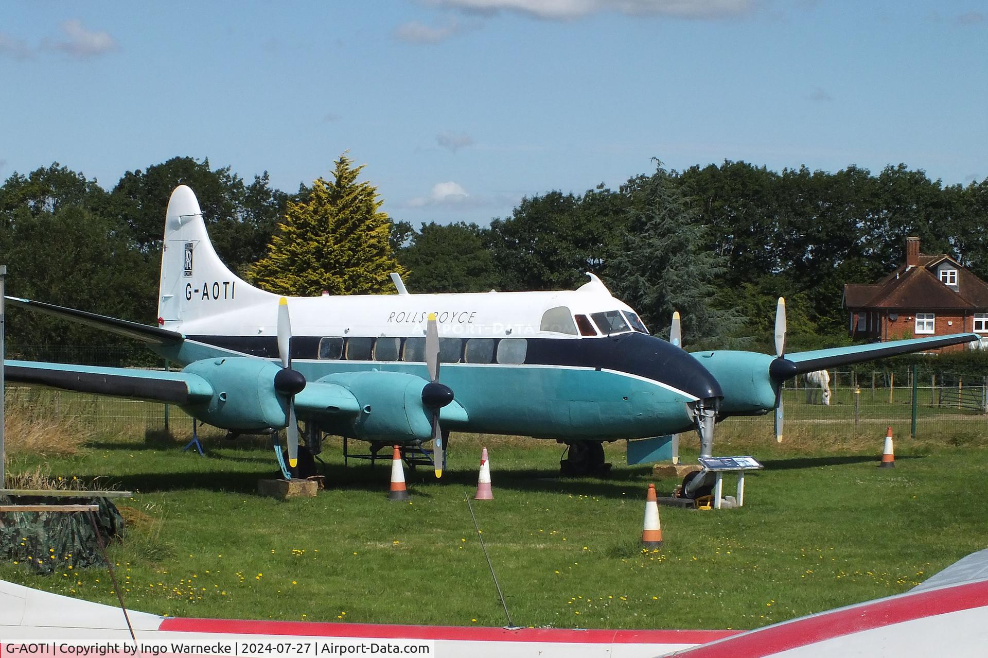 G-AOTI, 1956 De Havilland DH-114 Heron 2D C/N 14107, De Havilland D.H.114 Heron 2D at the De Havilland Aircraft Museum, London Colney