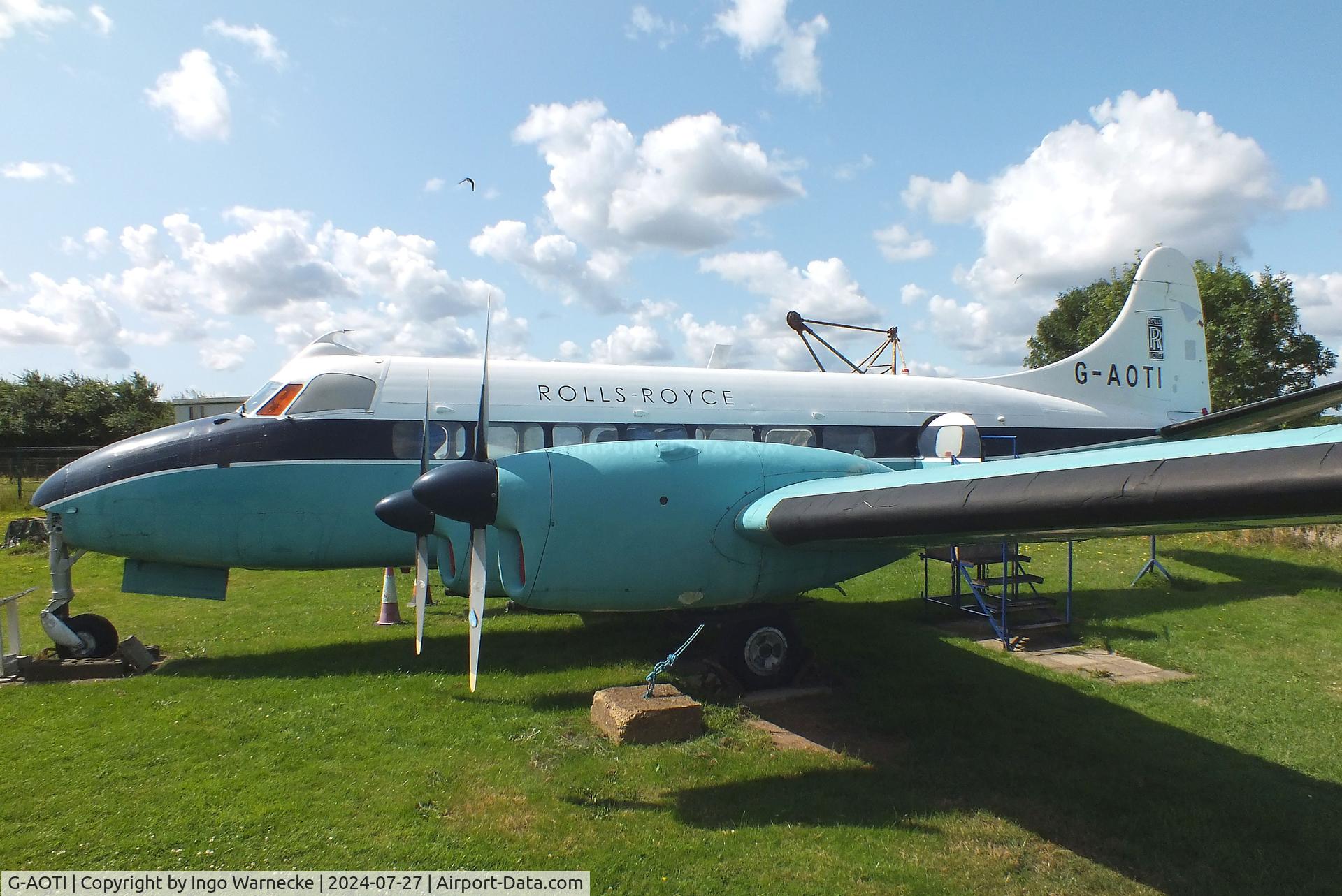 G-AOTI, 1956 De Havilland DH-114 Heron 2D C/N 14107, De Havilland D.H.114 Heron 2D at the De Havilland Aircraft Museum, London Colney