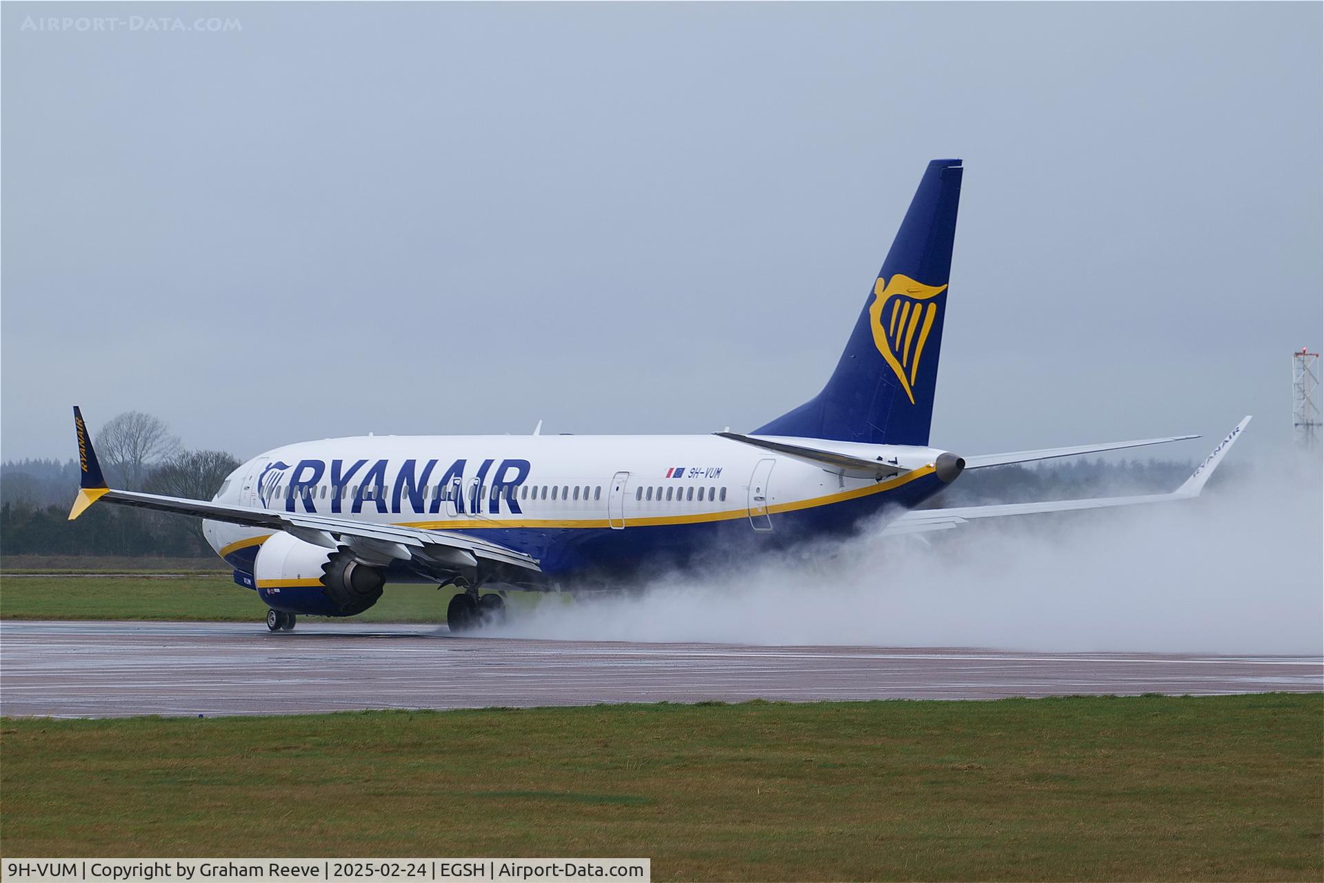 9H-VUM, 2021 Boeing 737-8 MAX C/N 65084, Departing from Norwich.