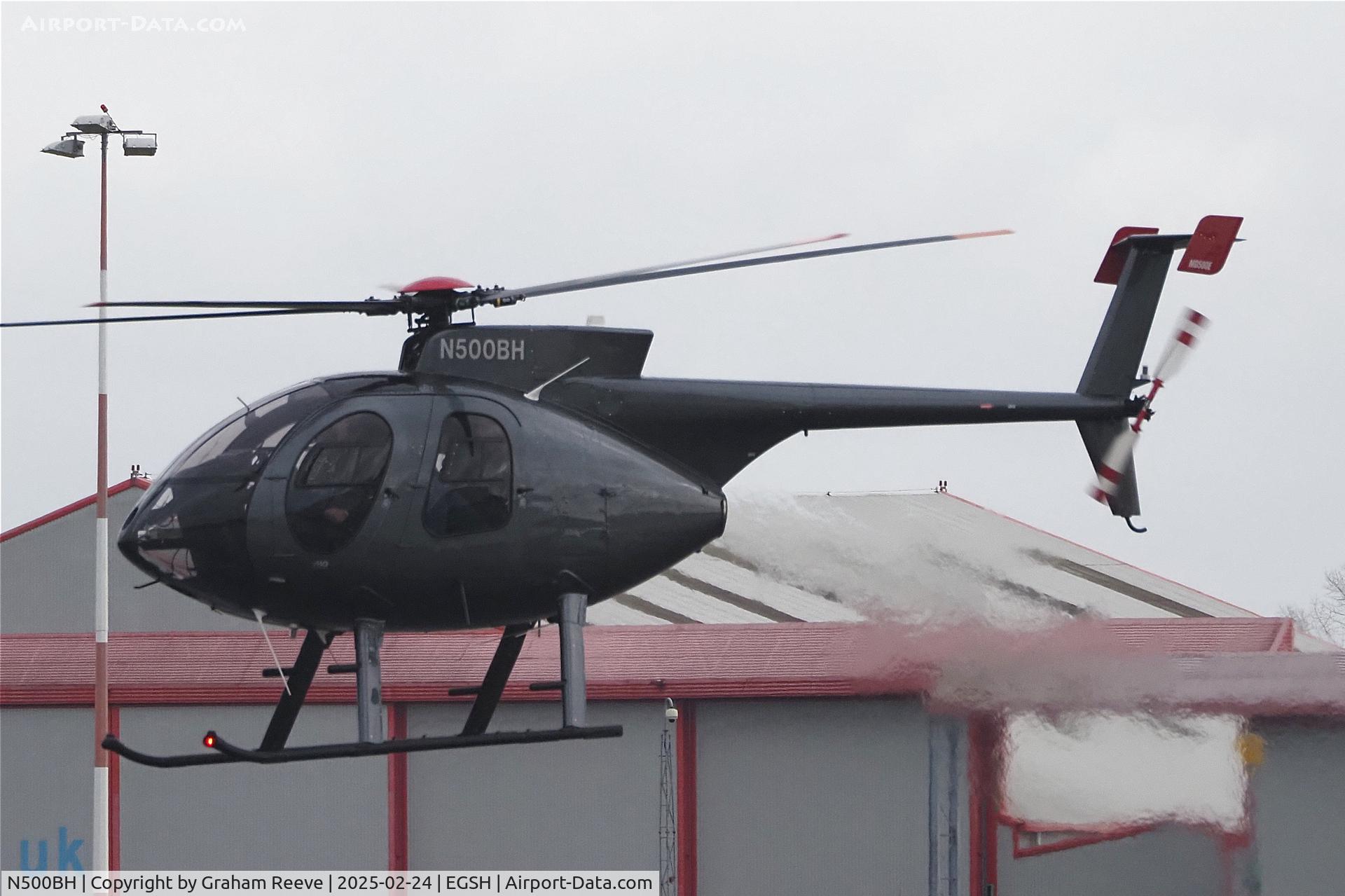 N500BH, 1998 McDonnell Douglas Helicopters 369E C/N 0537E, Departing from Norwich.