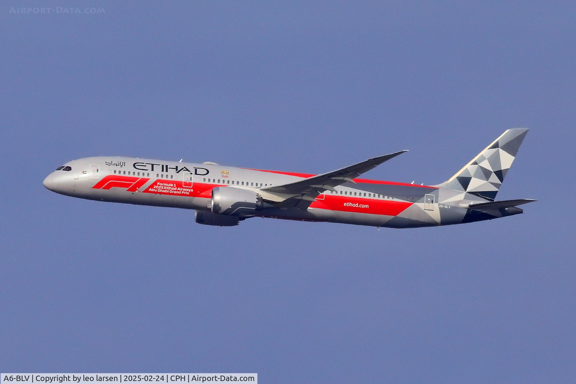 A6-BLV, 2018 Boeing 787-9 Dreamliner Dreamliner C/N 39676, Copenhagen 24.2.2025 Formel 1 Race