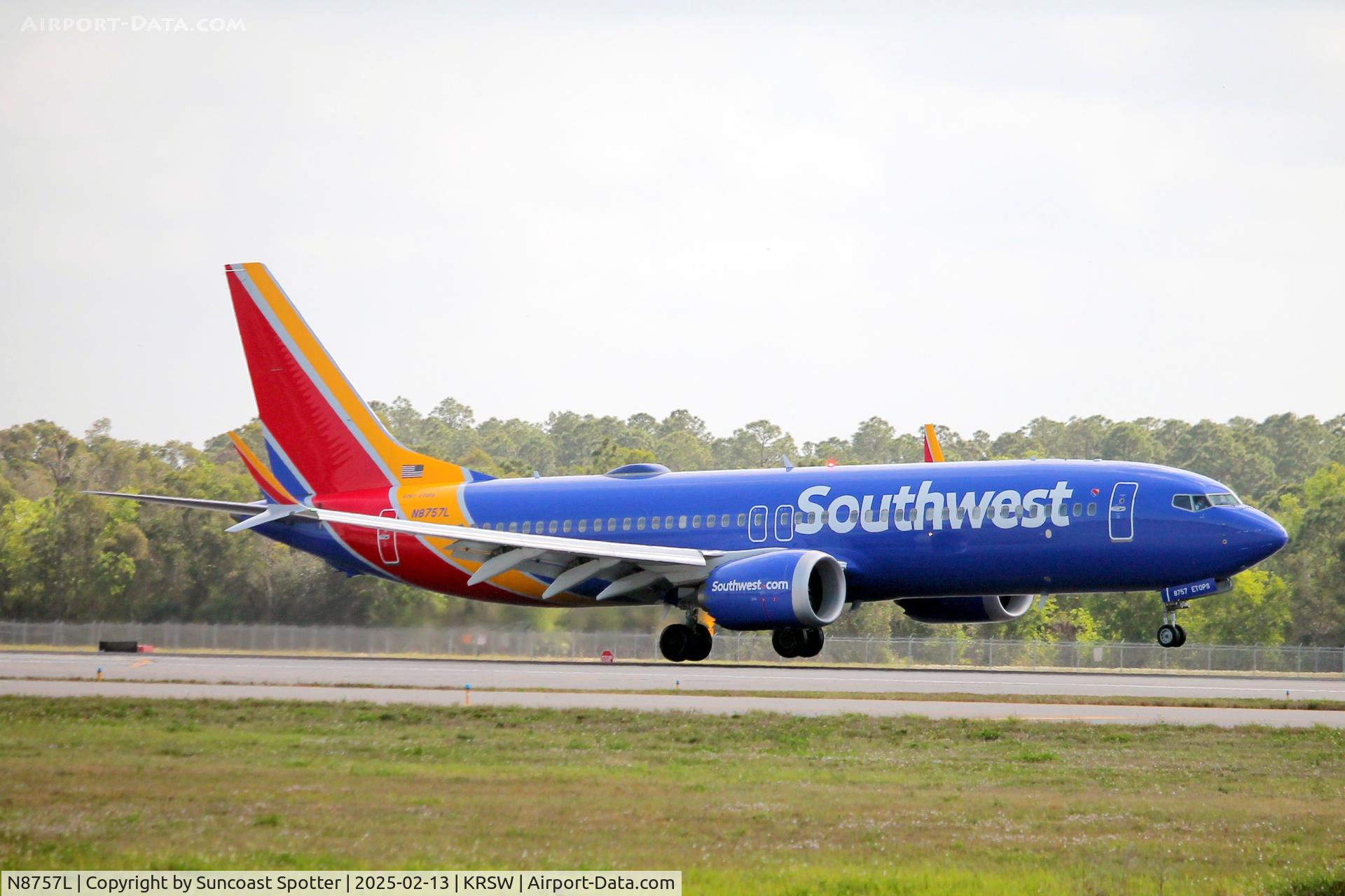 N8757L, 2022 Boeing 737 Max 8 C/N 67210, Southwest Flight 2516 departs Runway 24 at Southwest Florida International Airport enroute to St Louis-Lambert International Airport