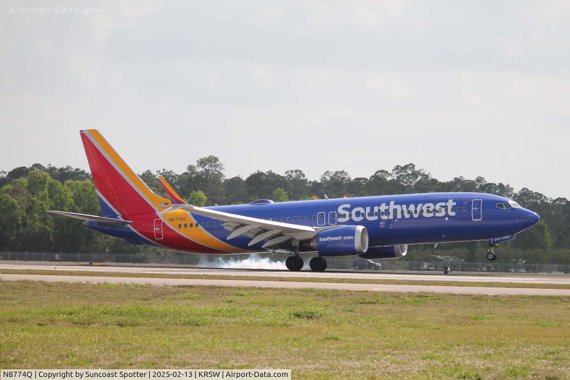 N8774Q, 2023 Boeing 737 Max 8 C/N 67512, Southwest Flight 1874 departs Runway 24 at Southwest Florida International Airport enroute to Baltimore-Washington International Airport