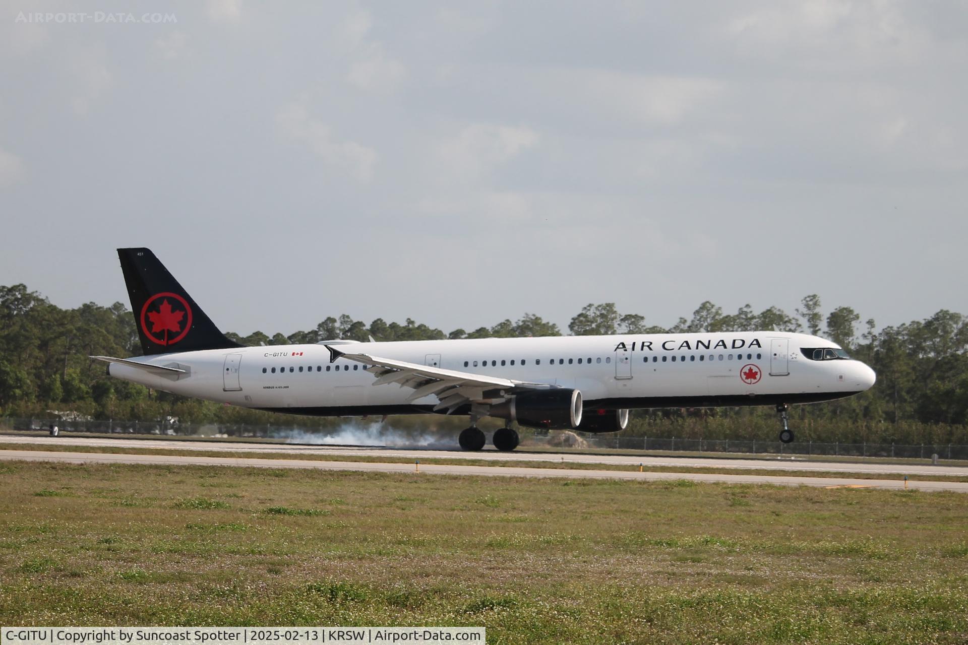 C-GITU, 2001 Airbus A321-211 C/N 1602, Air Canada Flight 7058 arrives on Runway 24 at Southwest Florida International Airport following flight from Toronto-Pearson International Airport