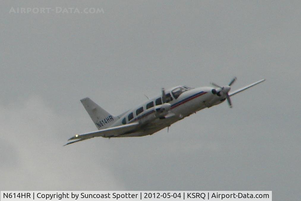 N614HR, 1973 Piper PA-31-350 Chieftain C/N 31-7305121, N614HR departs Runway 14 at Sarasota-Bradenton International Airport