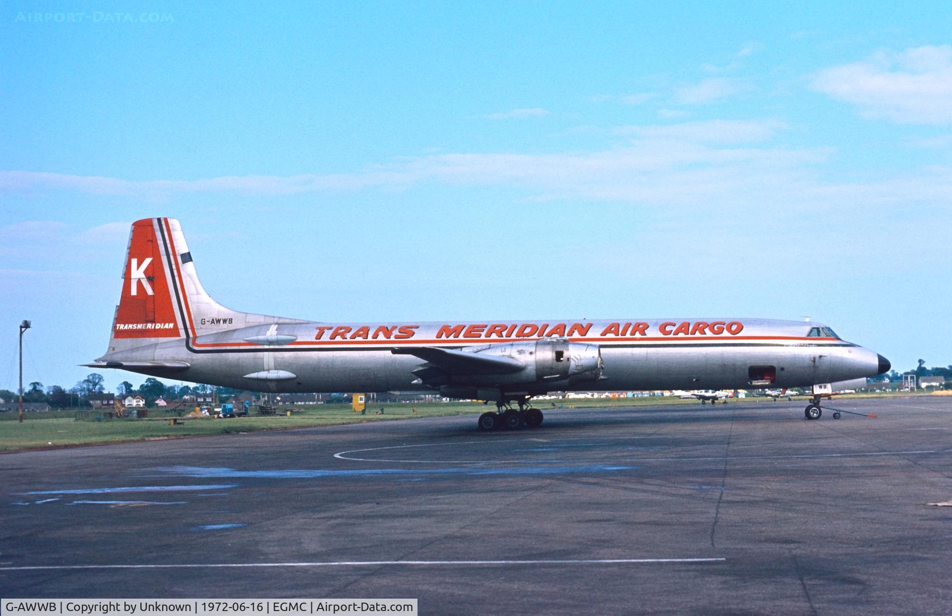 G-AWWB, 1962 Canadair CL-44D4-2 C/N 17, Southend 16.6.1972